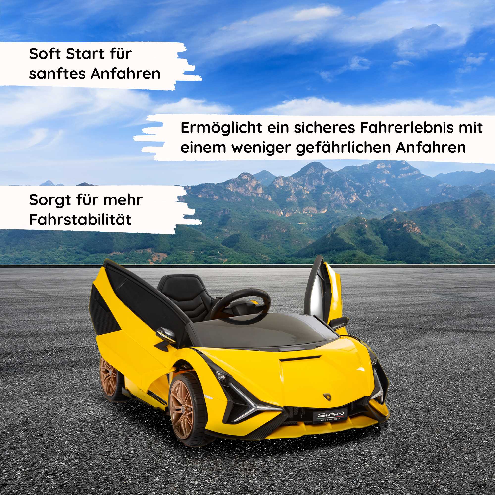 Elektrischer Lamborghini Sian für Kinder Soft Start