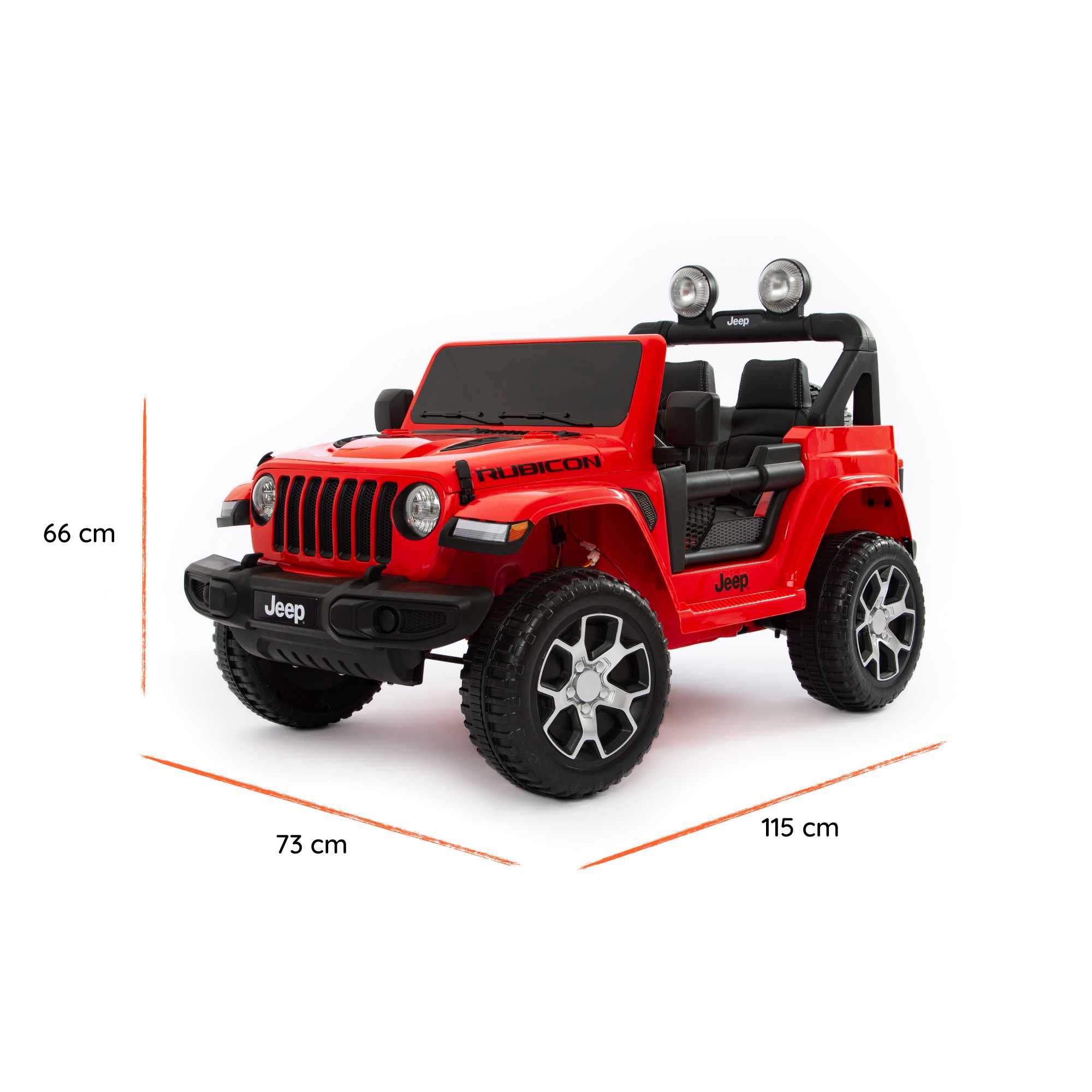 Jeep Wrangler Rubicon rossa dimensioni