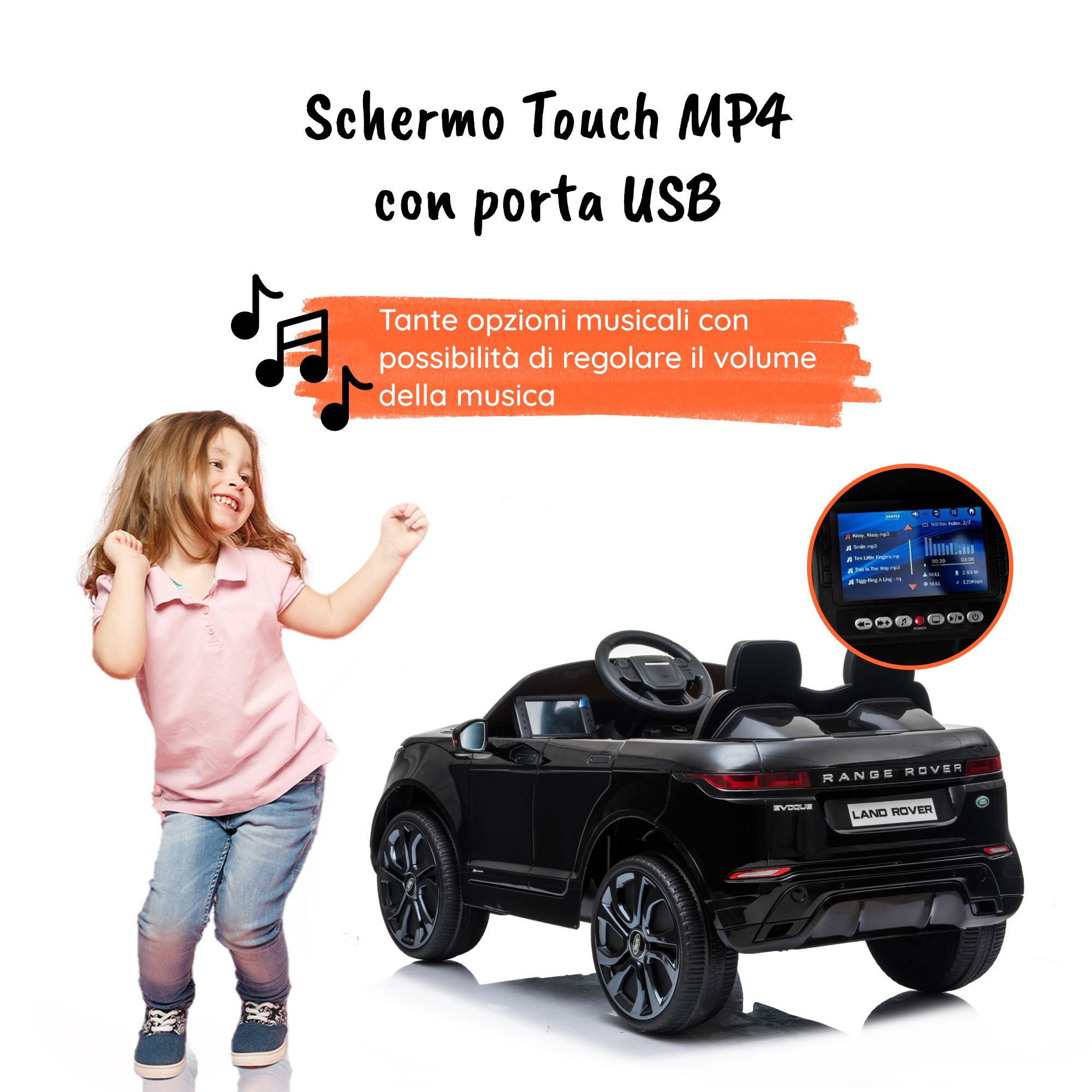 Auto Elettrica MP4 TV Macchina per Bambini 12V Range Rover Evoque