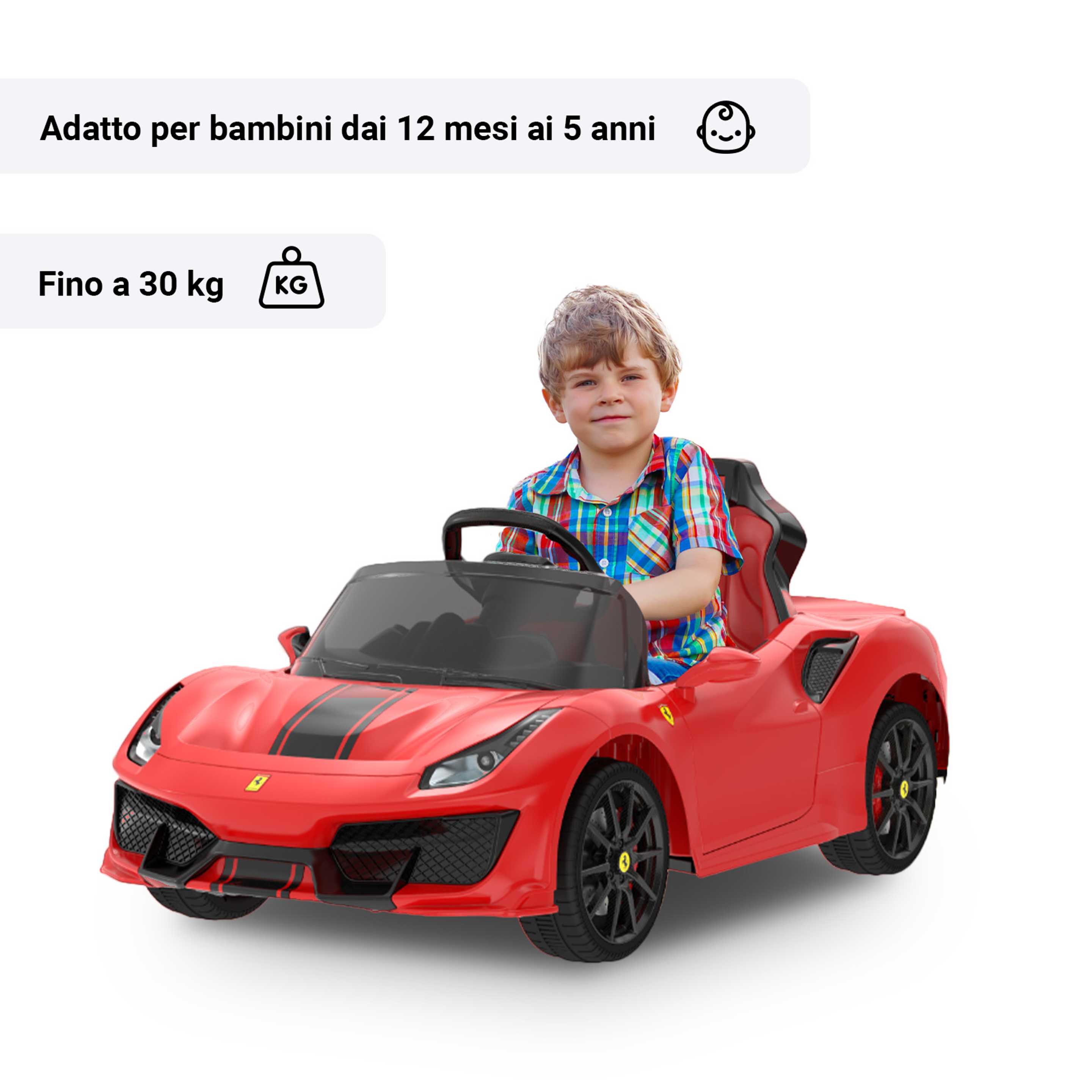 Ferrari 488 rossa con bambino
