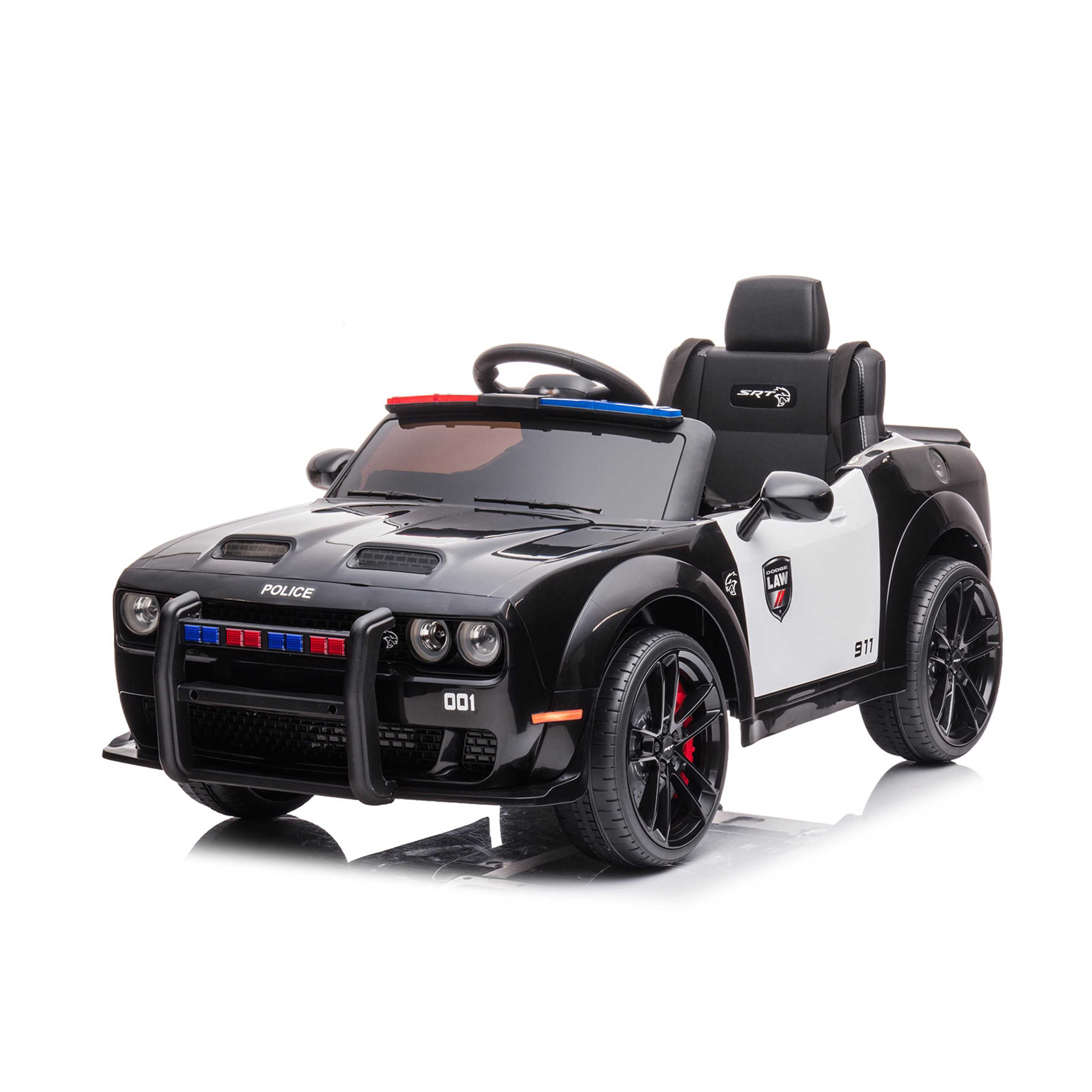 Macchina Elettrica Polizia per Bambini Nera a Batteria 12 V Jeep