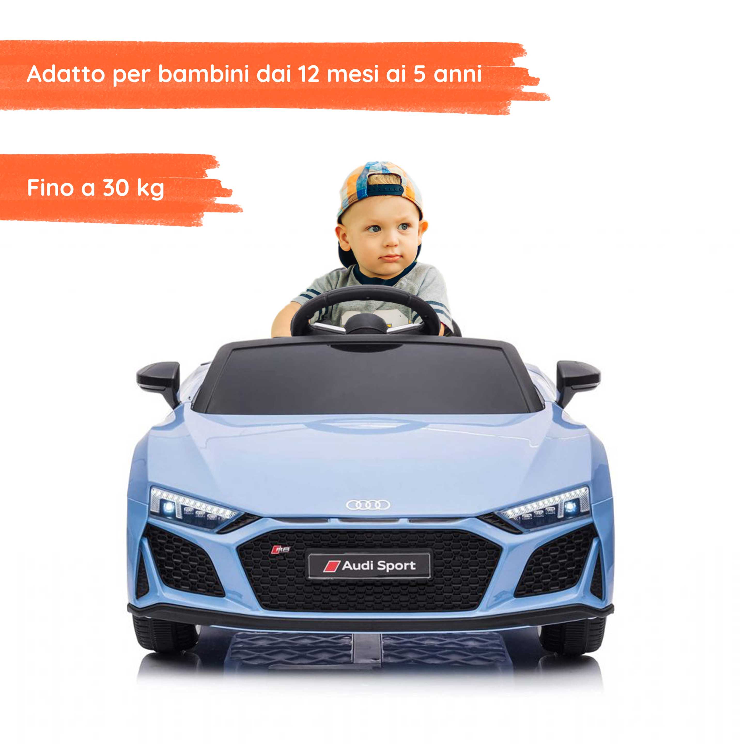 Audi R8 Sport elettrica per bambini con bambino