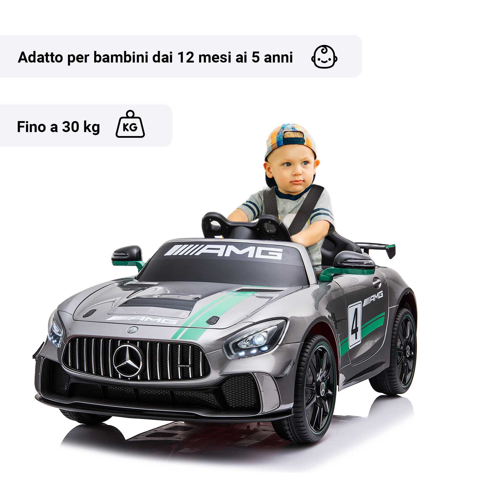 Mercedes GT4 AMG luxury con bambino