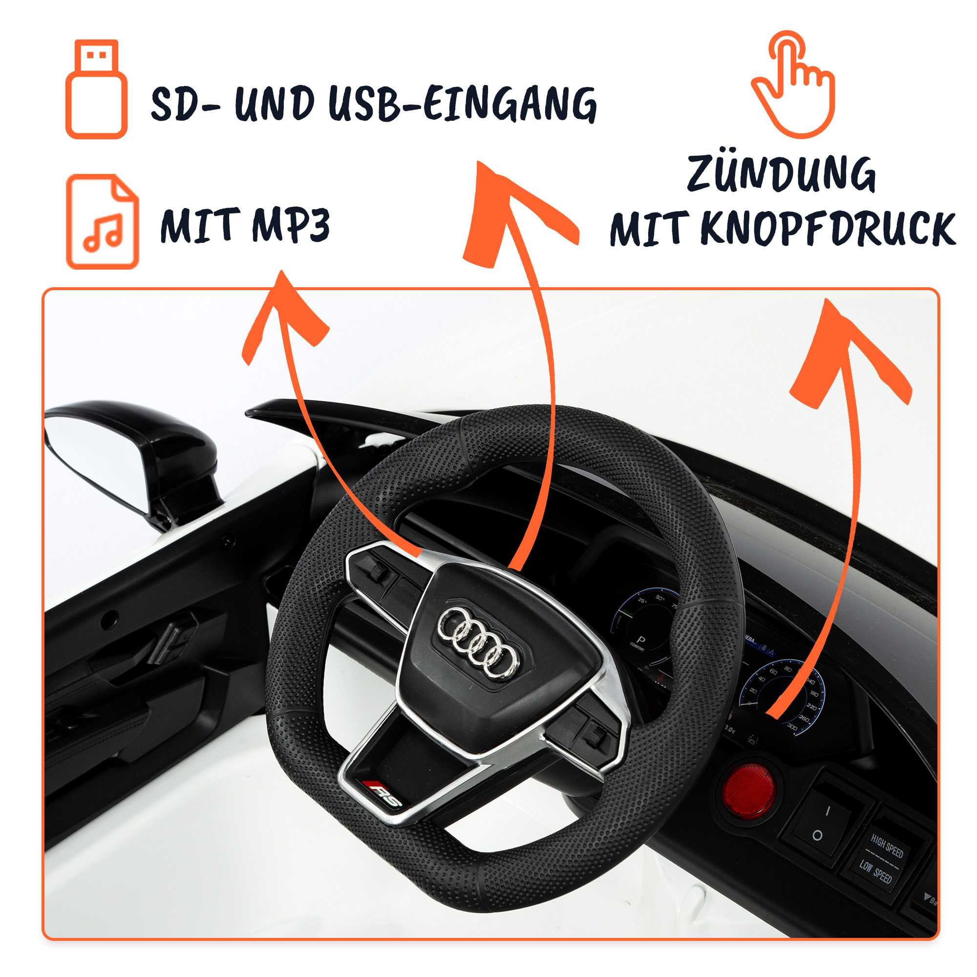 Audi RS eTron Weiß vrijwillig
