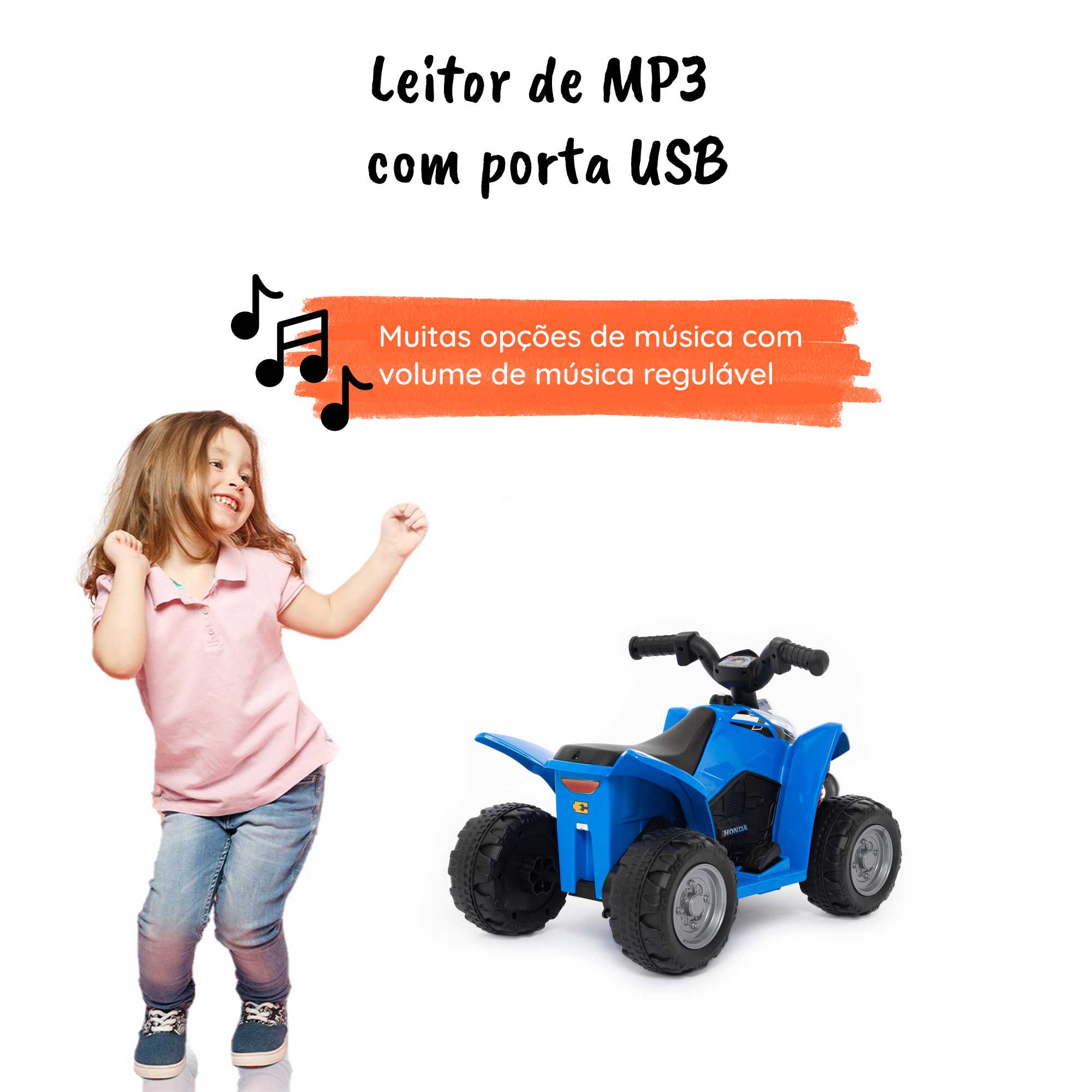 Mini 4 moto elétrico para crianças MP3