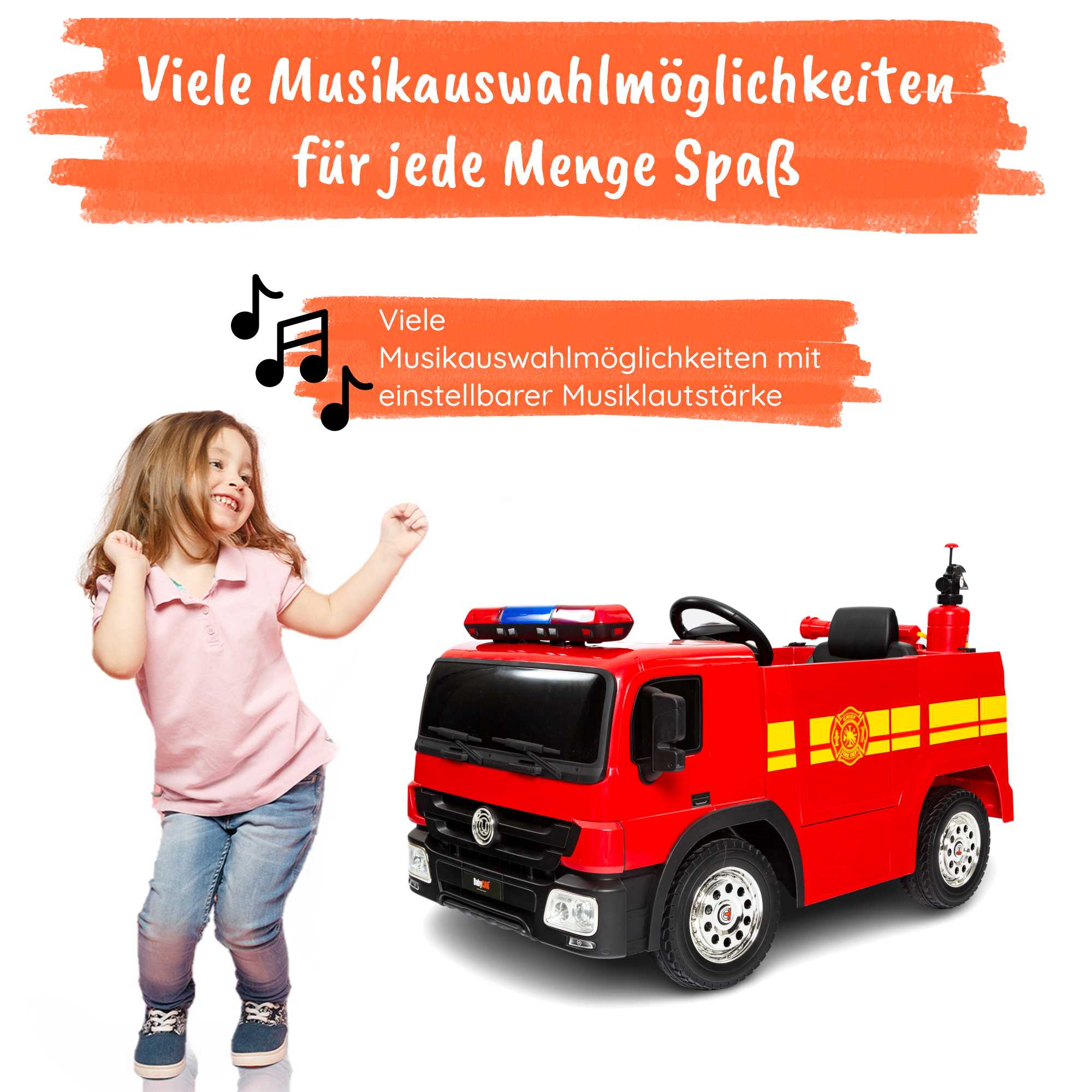 Elektrisches Feuerwehrauto für Kinder mit Zubehör MP3