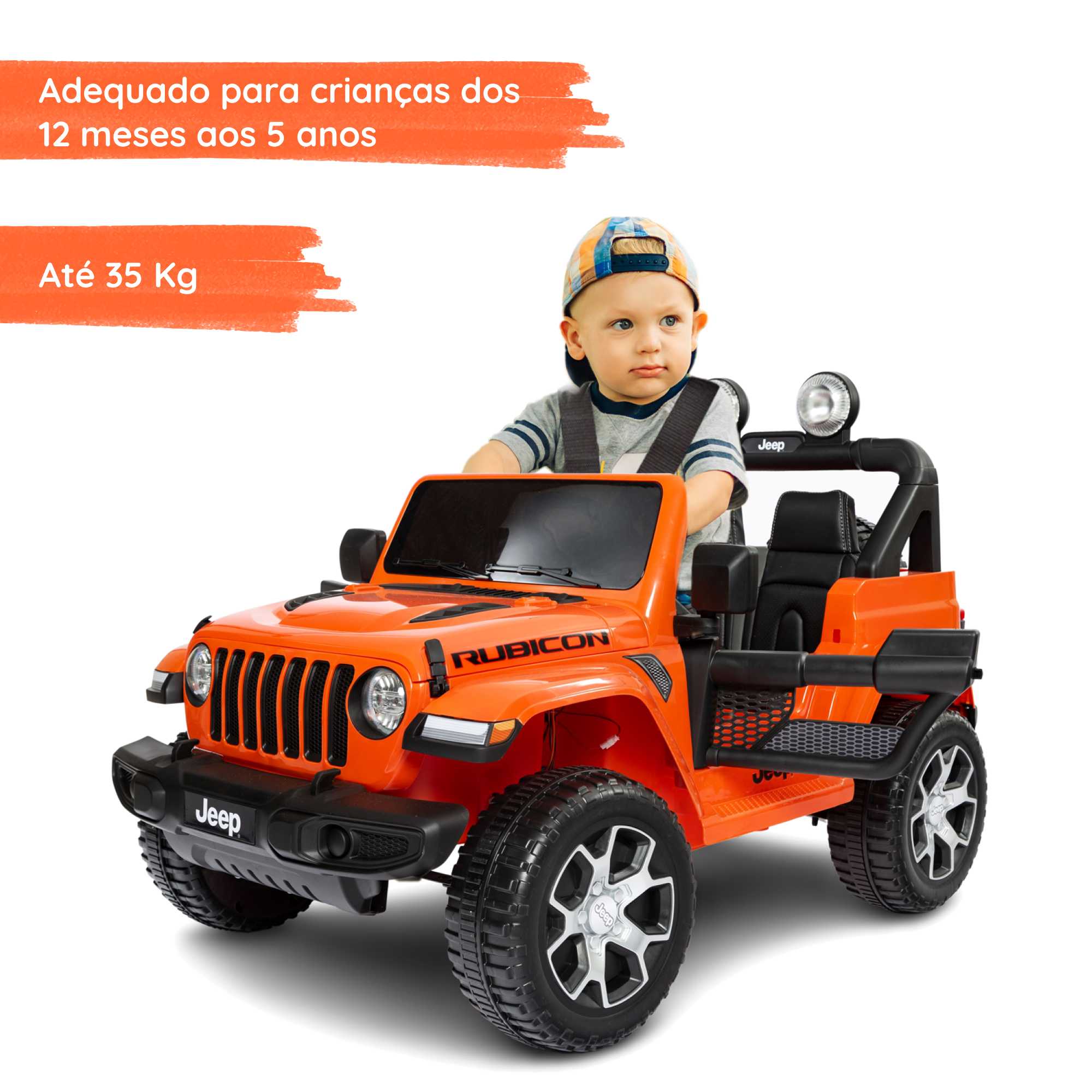 Jeep Wrangler Rubicon elétrico para crianças com criança
