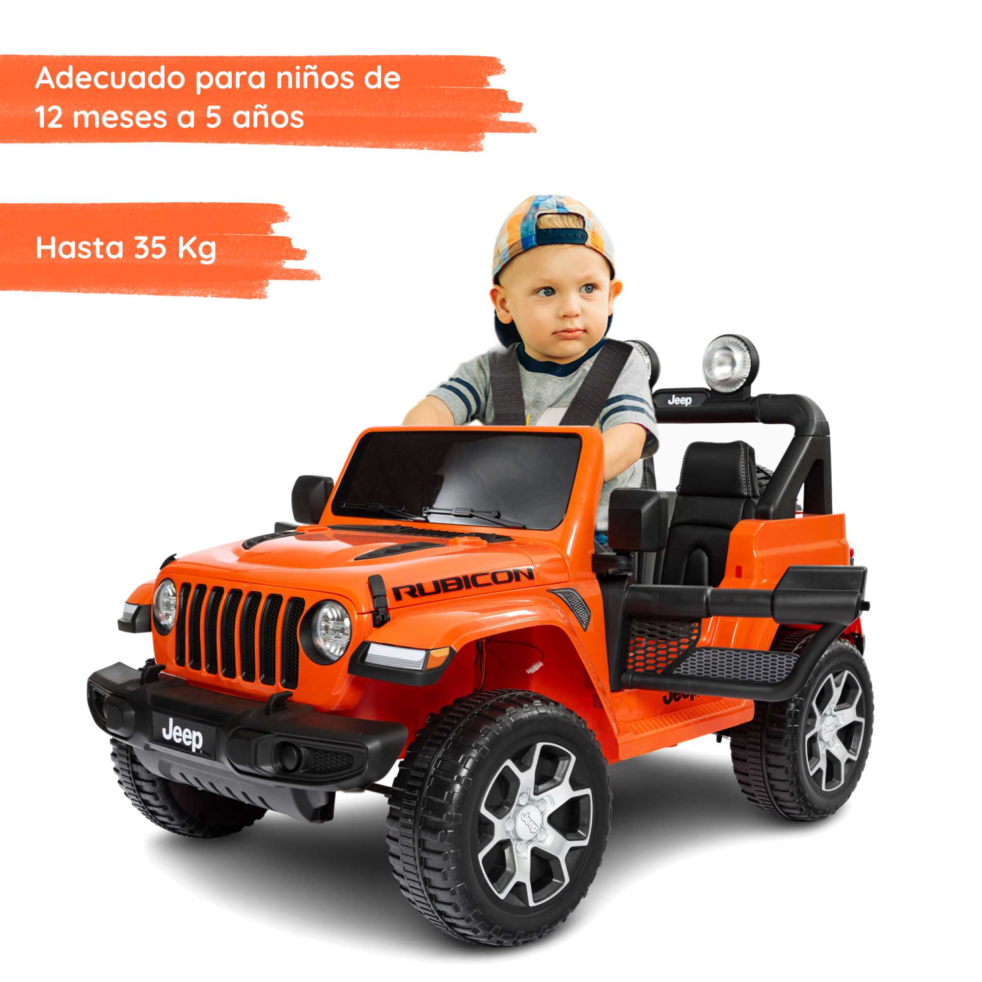 Jeep Wrangler Amarillo con niño