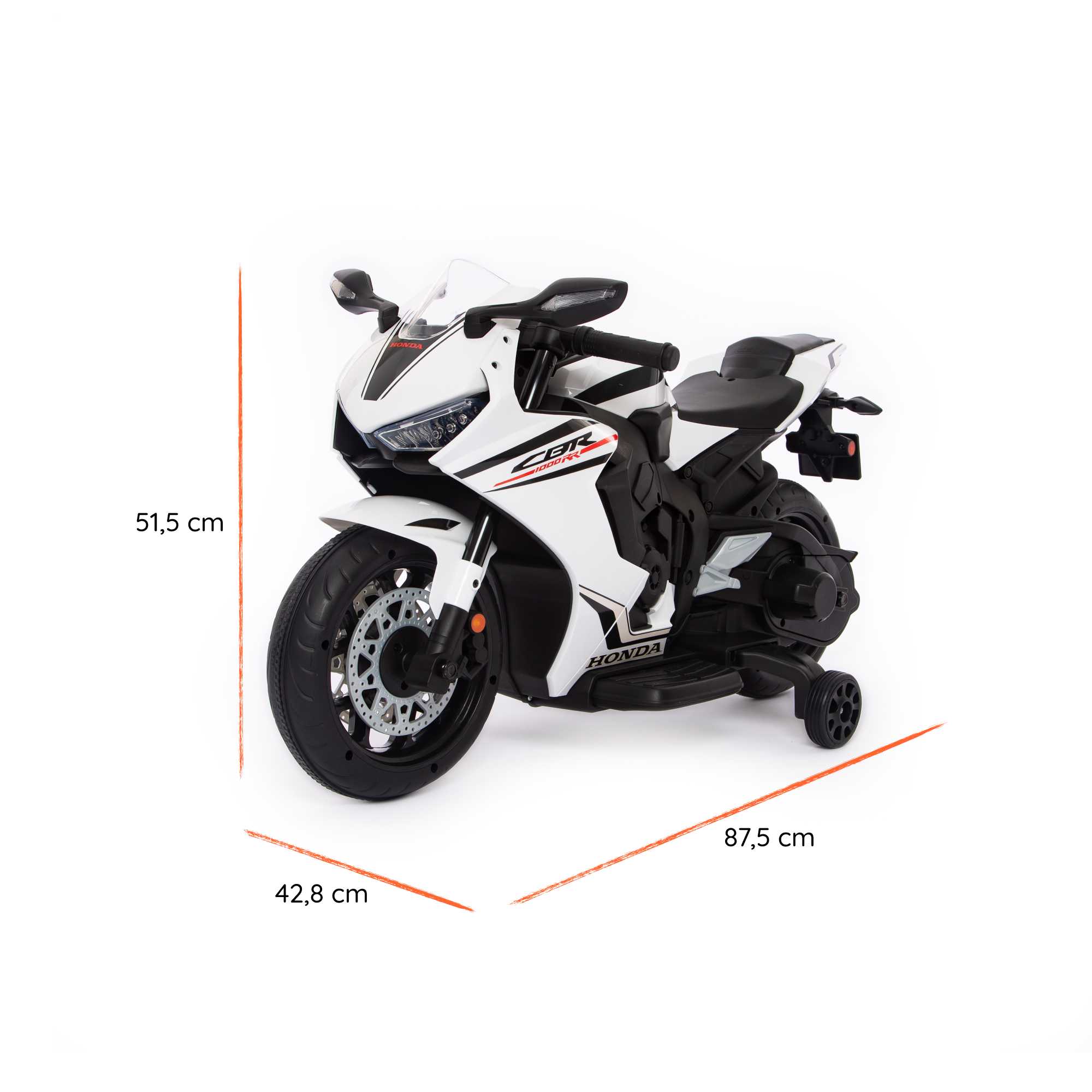 Honda CBR 1000 RR elettrica per bambini dimensioni