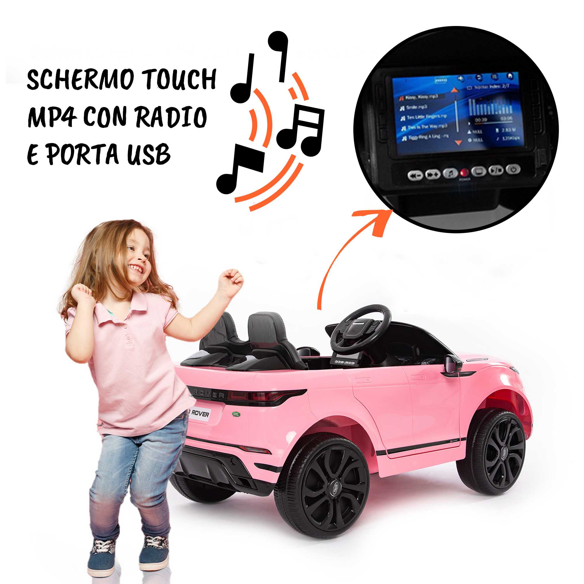 Schermo touch MP4 con radio e porta USB