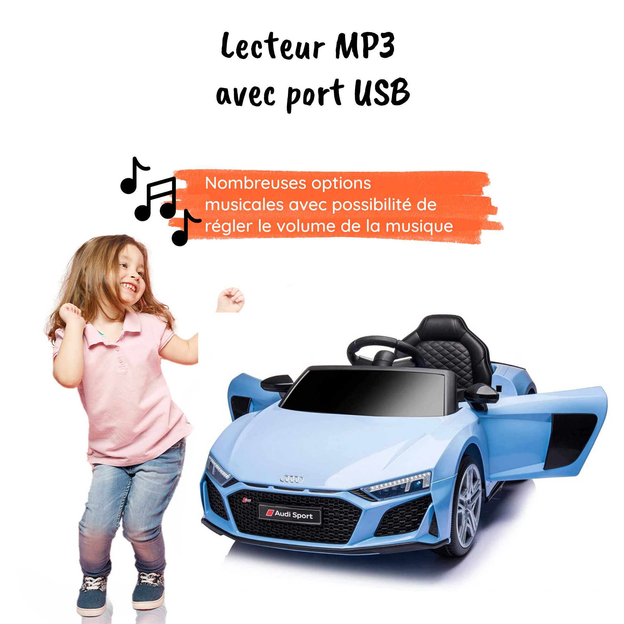 Audi R8 Sport électrique pour enfants MP3