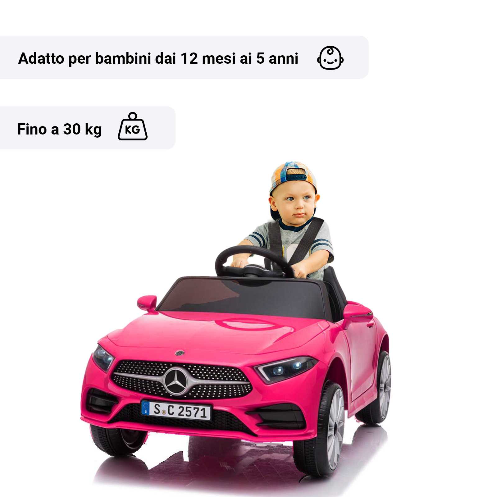 Mercedes CLS rosa com criança
