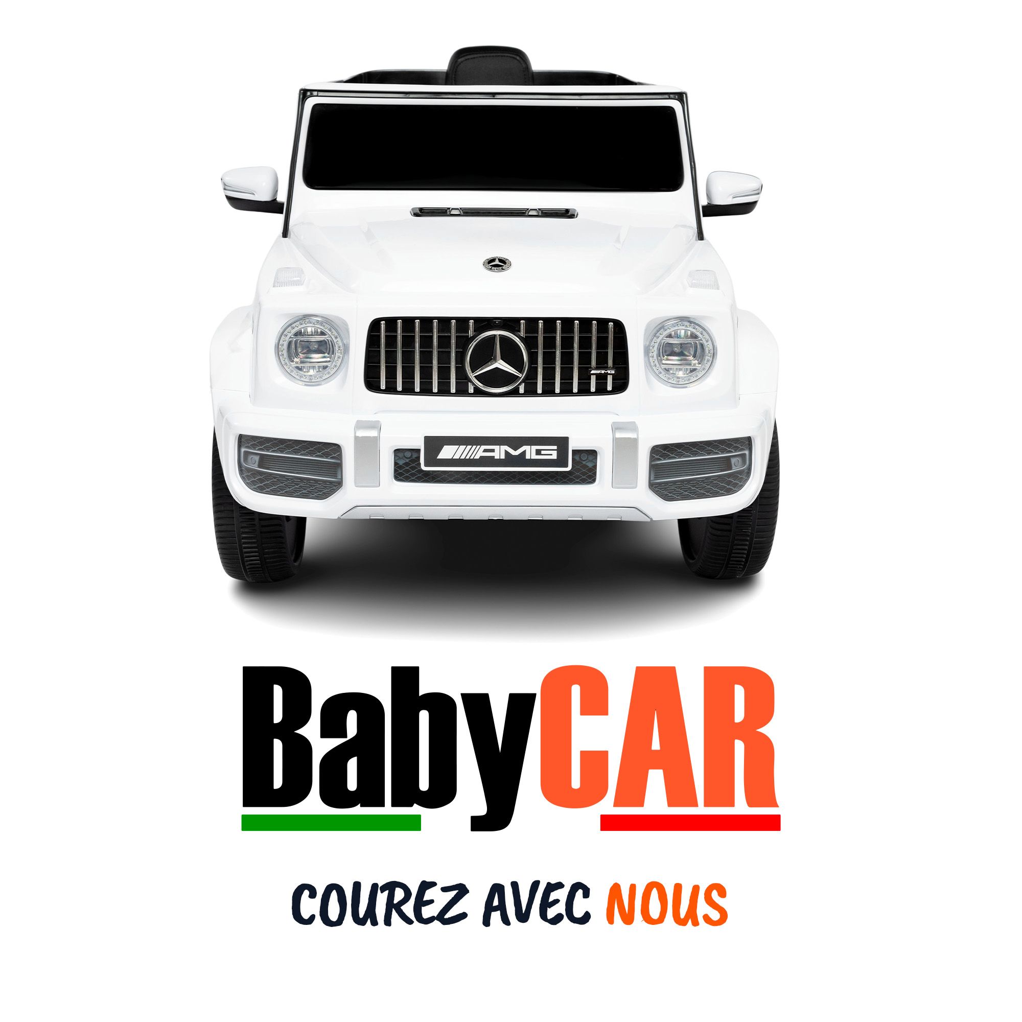 Mercedes G63 AMG Blanc, Bluetooth, voiture électrique pour enfant, 12 Volts  - 2 moteurs