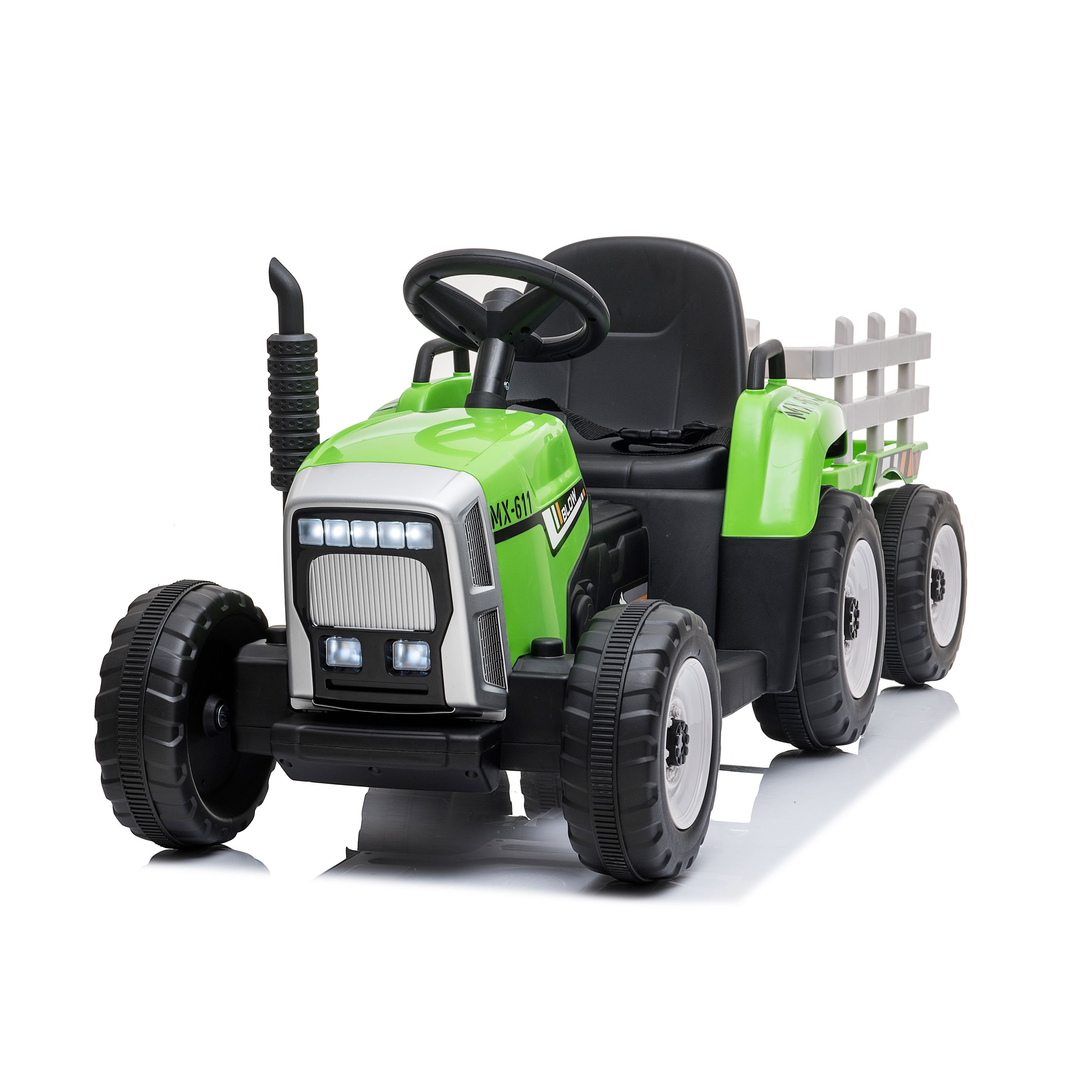 Tractor eléctrico para niños con remolque 2 motores de 90 vatios asiento de  cuero verde, Vehículos eléctricos, Los mejores precios