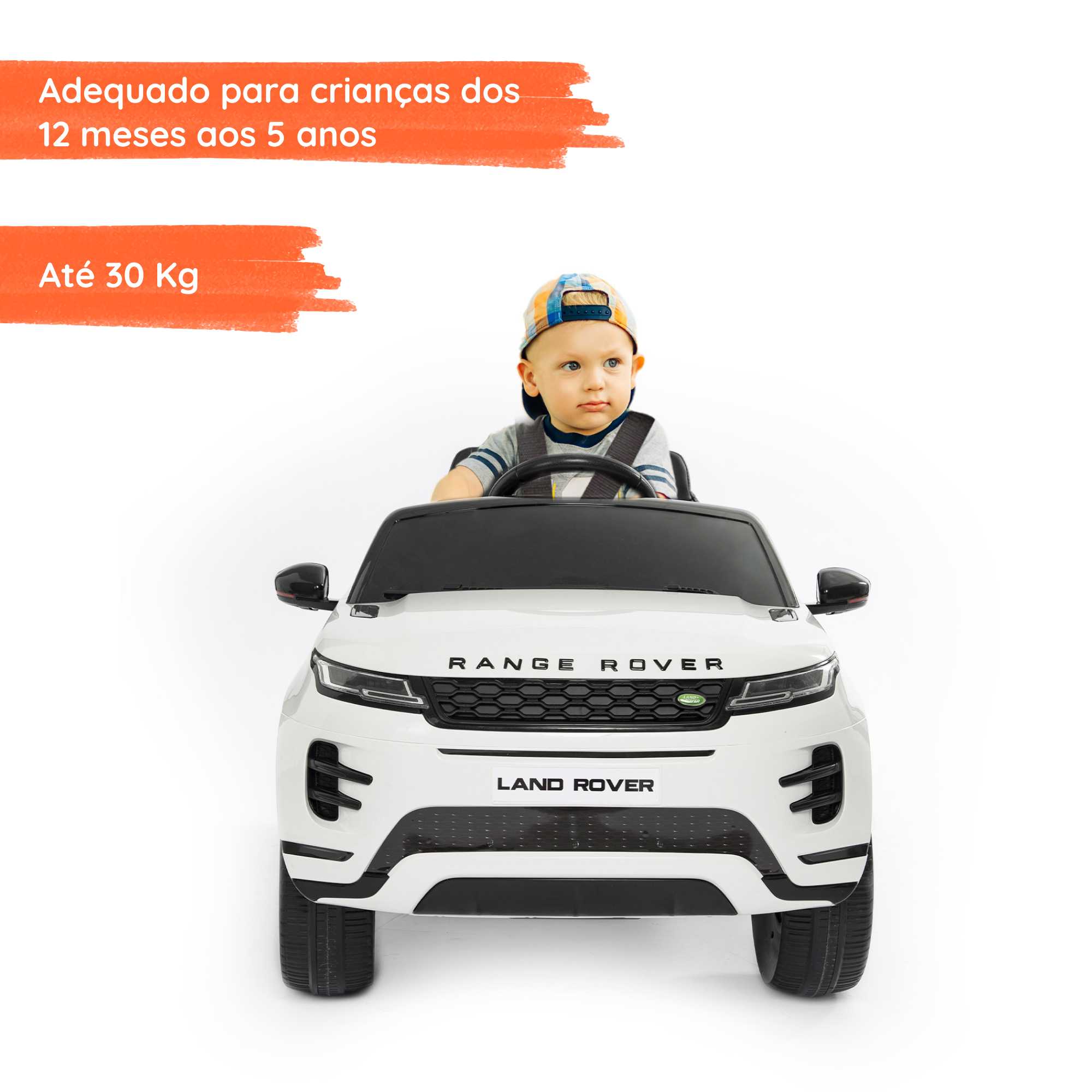 Range Rover Evoque branco com criança