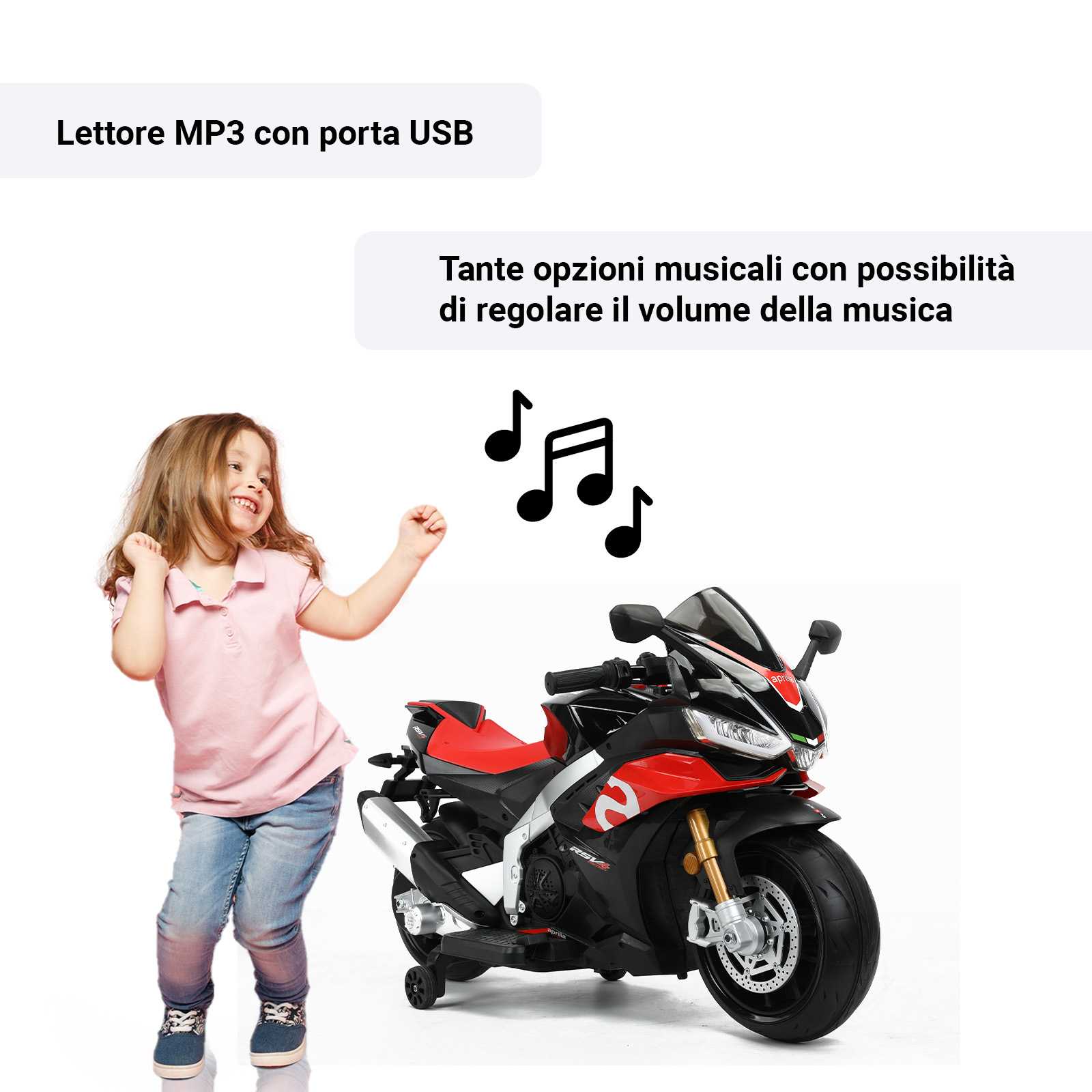 Lettore MP3 porte USB e opzioni musicali 