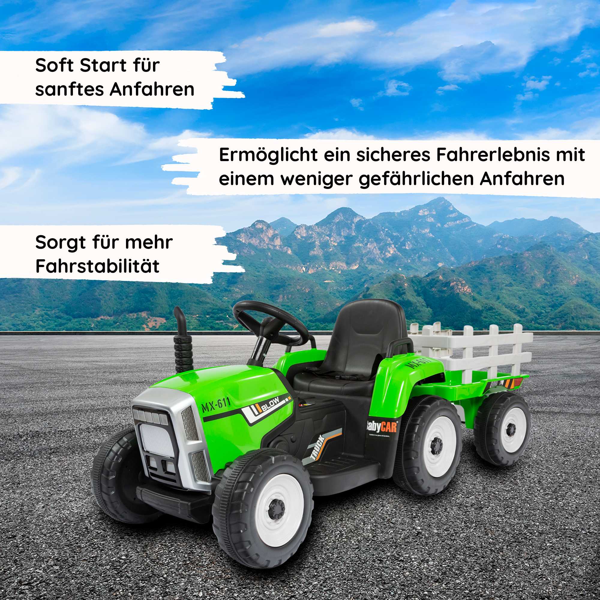 Traktor Grüner  mit Anhänger Soft Start