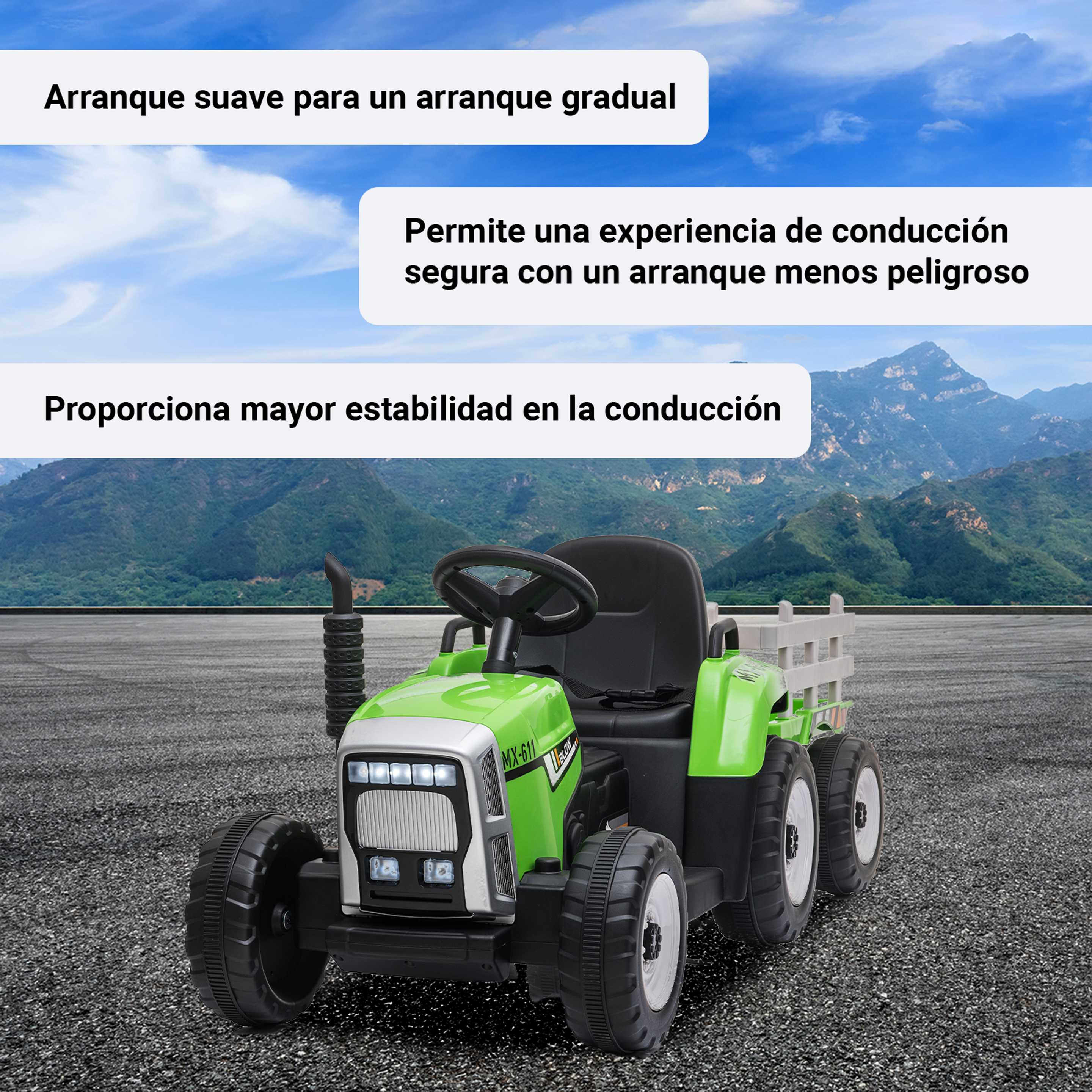 Tractor Eléctrico Mahindra Maxi para Niños 12v 2 potentes motores