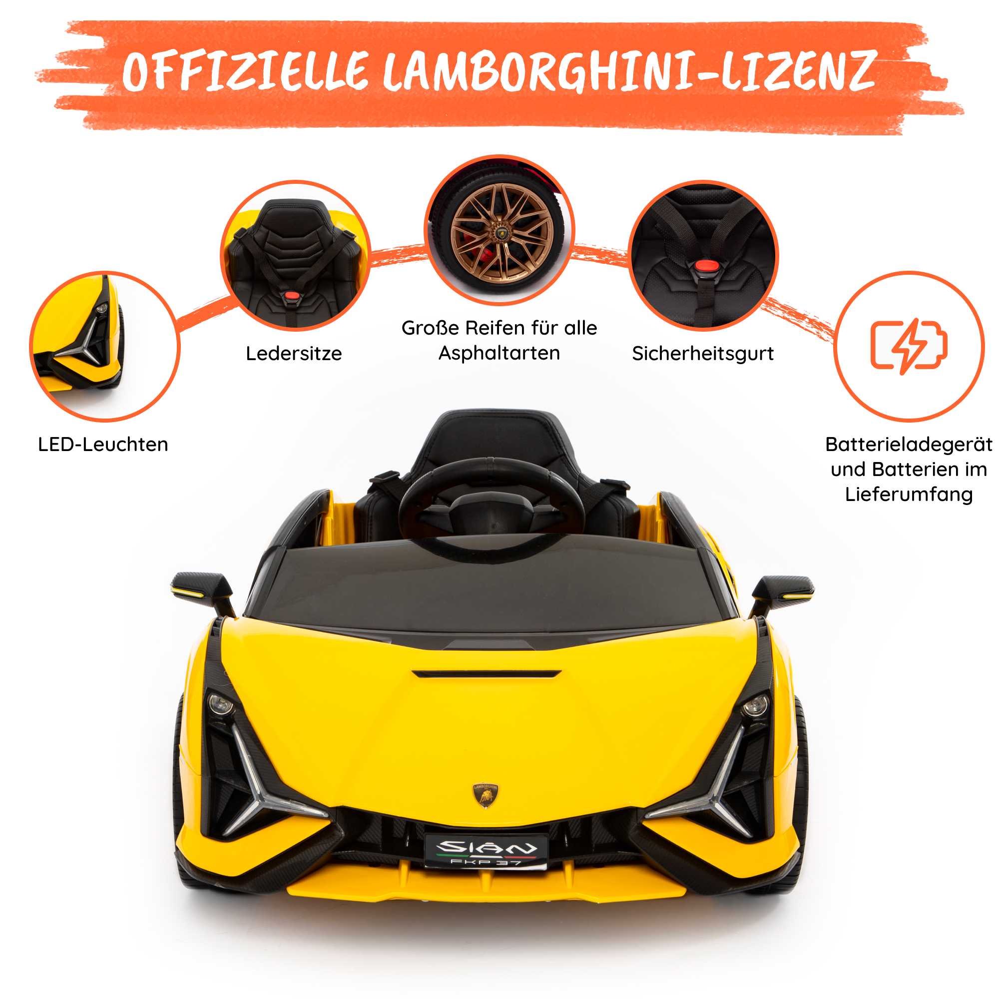 Elektrischer Lamborghini Sian für Kinder Optional