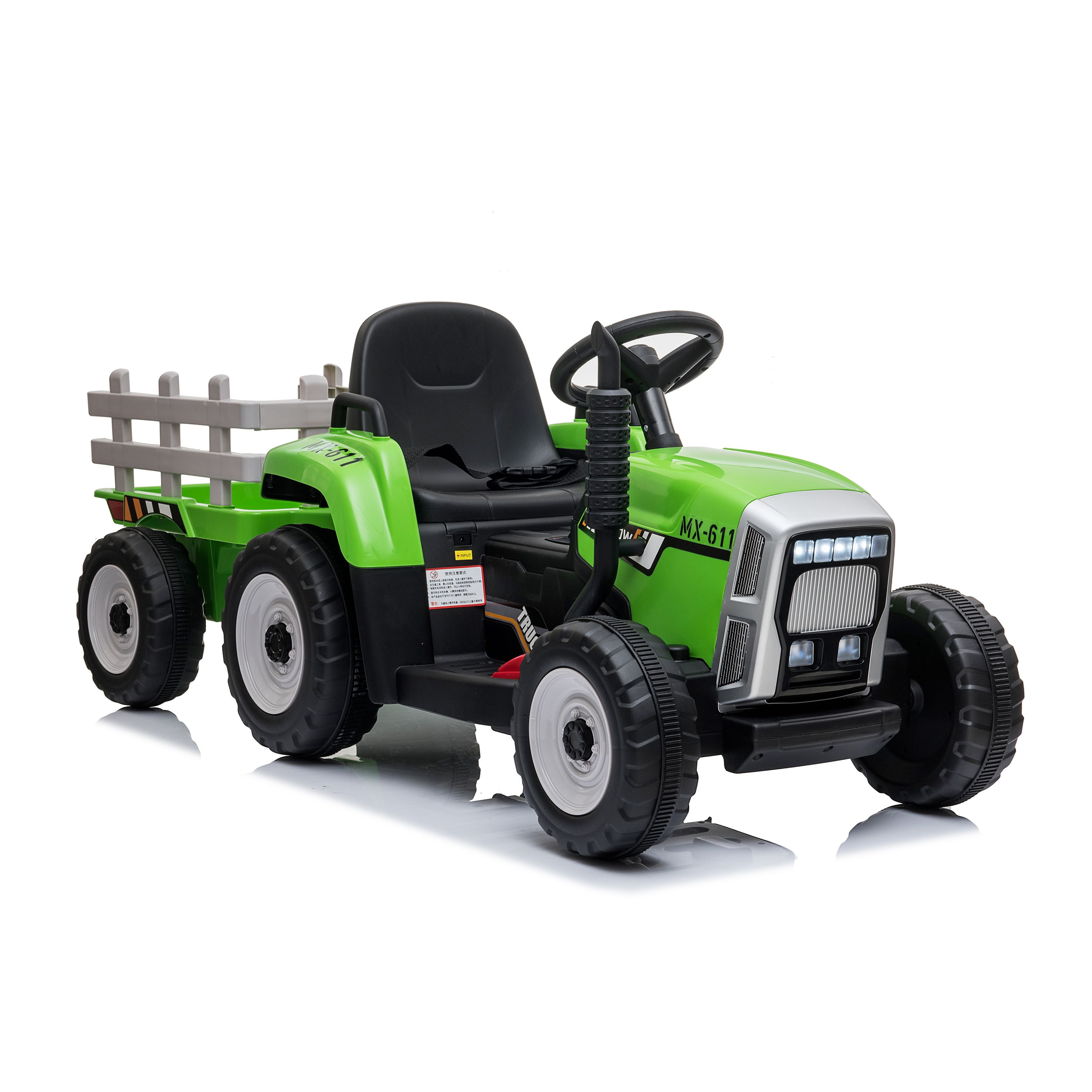 Tractor eléctrico para niños con remolque 2 motores de 90 vatios asiento de  cuero verde, Vehículos eléctricos, Los mejores precios
