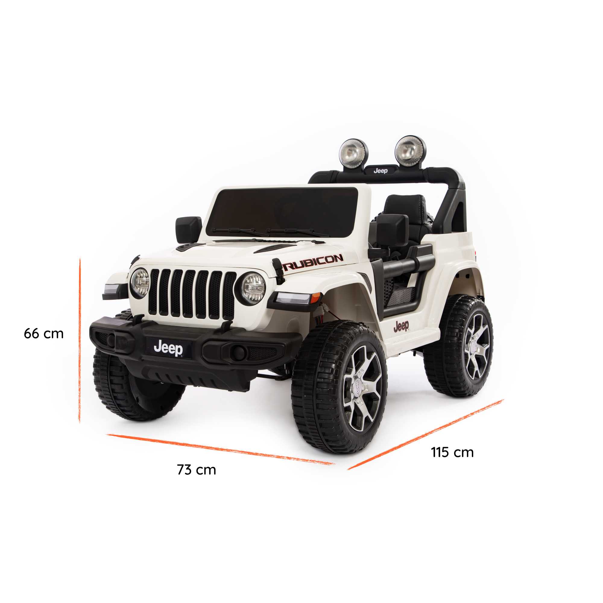Jeep Wrangler Rubicon elétrico para crianças dimensões