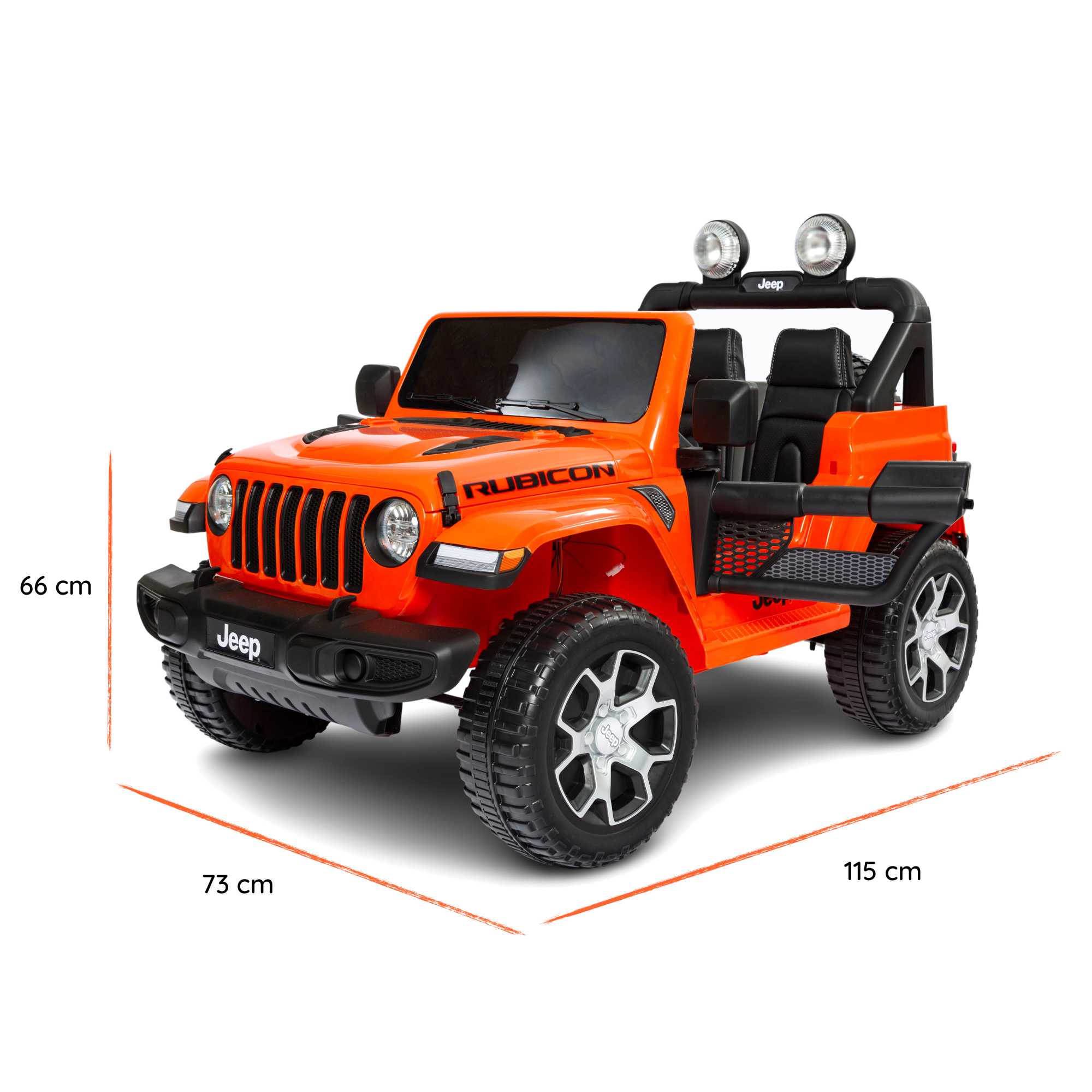 Jeep Wrangler Rubicon elétrico para crianças dimensões