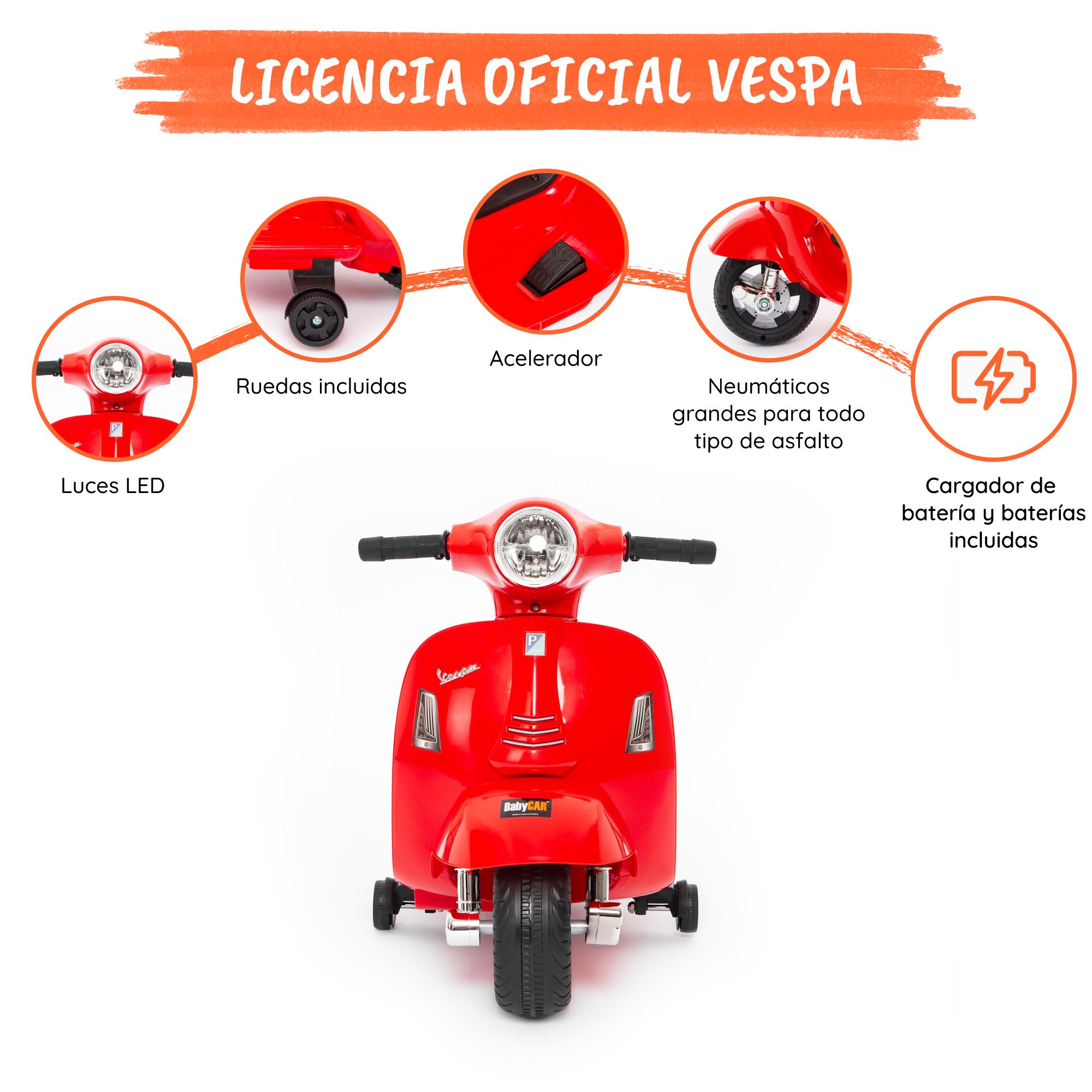 Proveedor y fábrica de motocicletas para niños con batería eléctrica con  licencia VESPA de China 9410-946