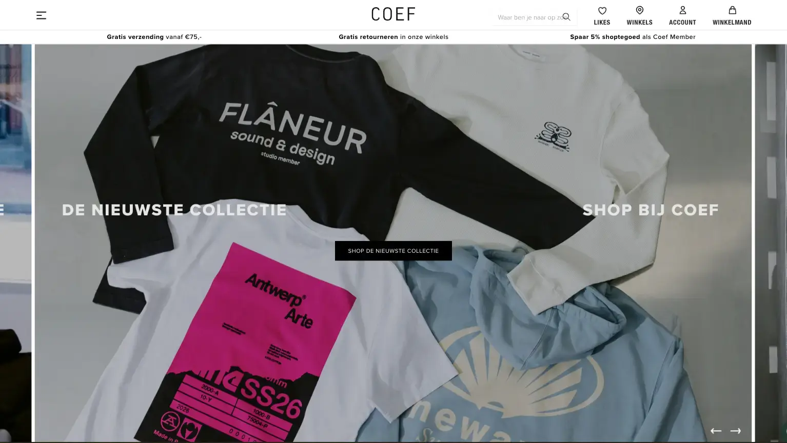 Homepagina website Coef