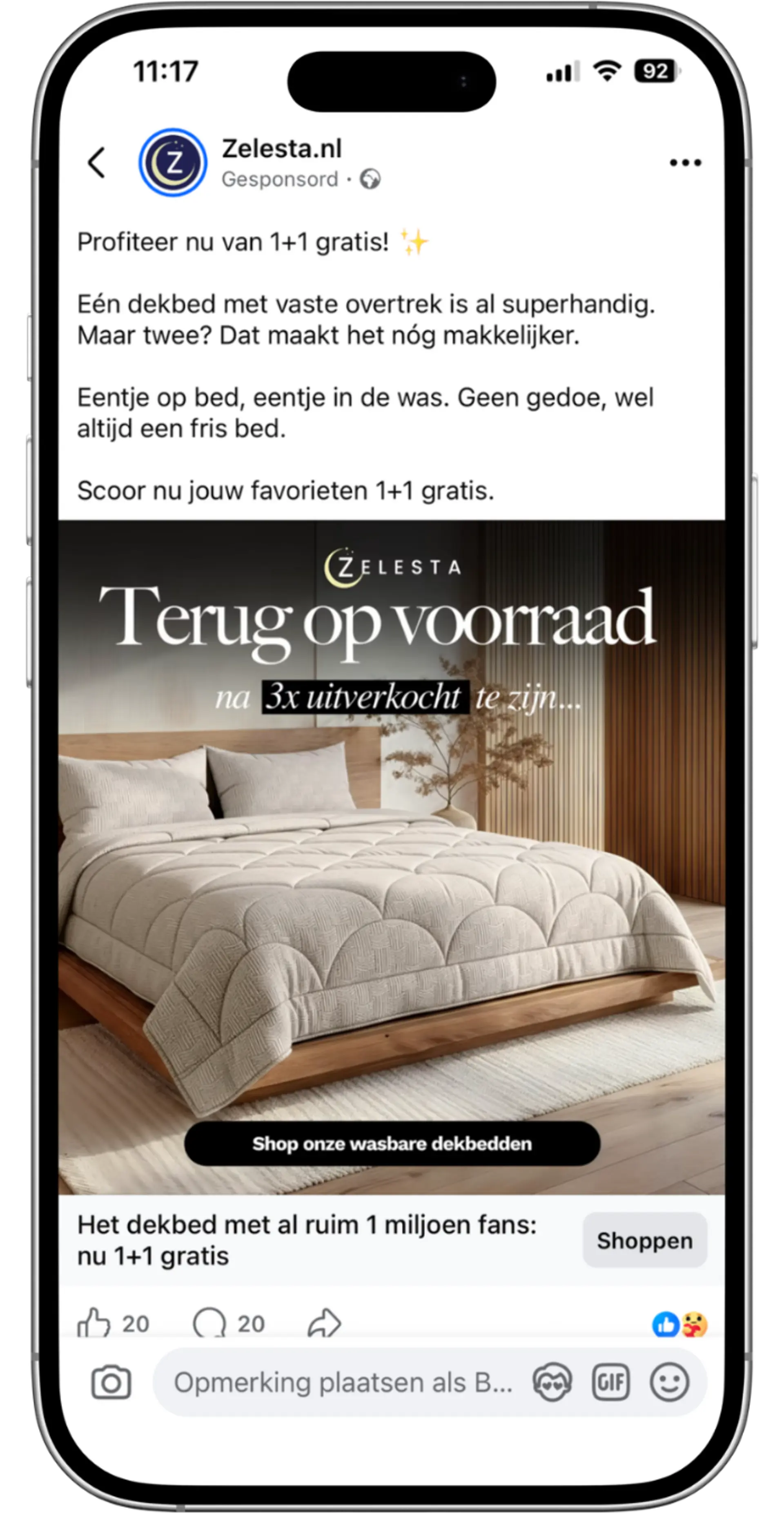 Zelesta advertentie terug op voorraad