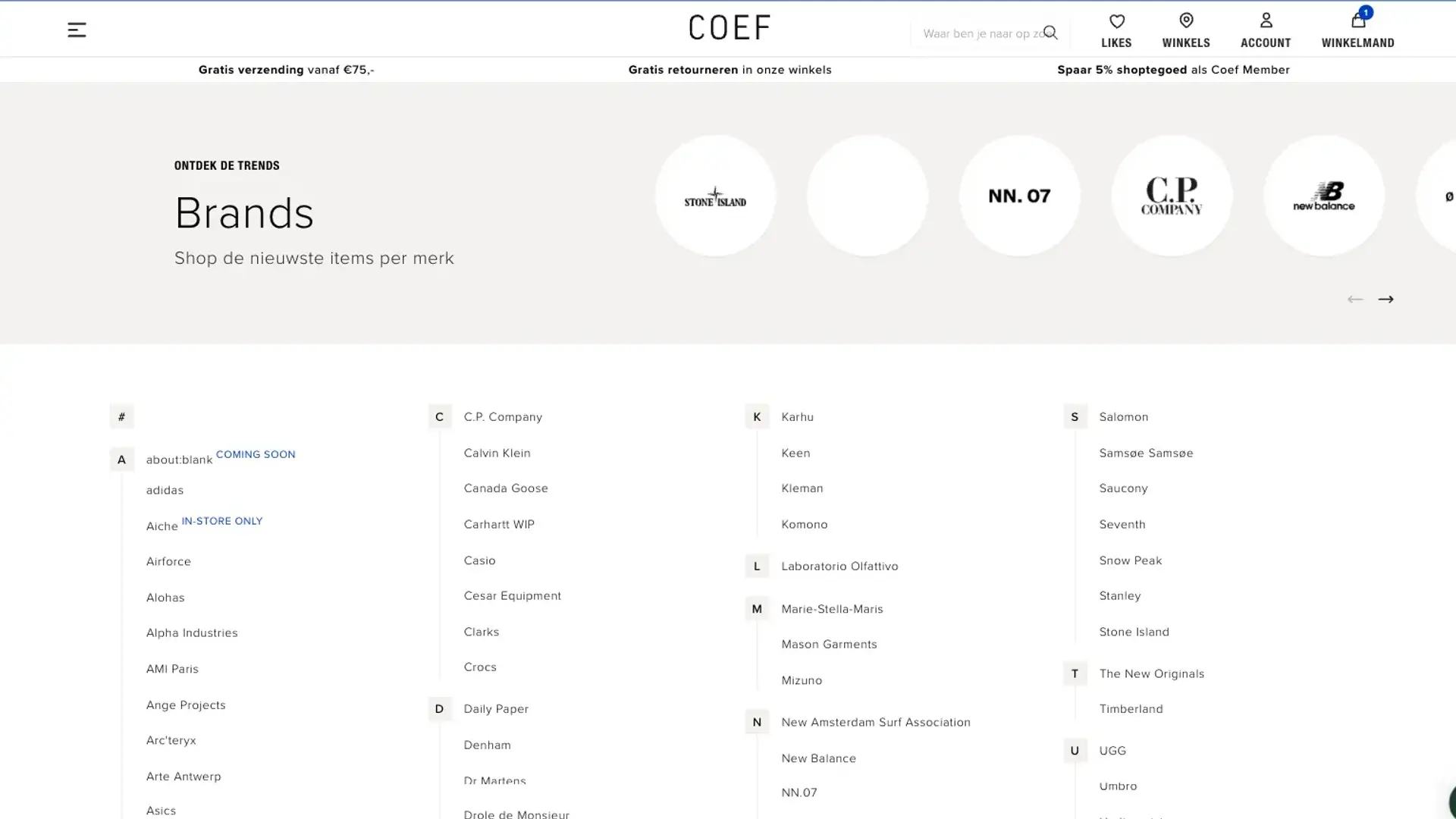 Coef brands pagina