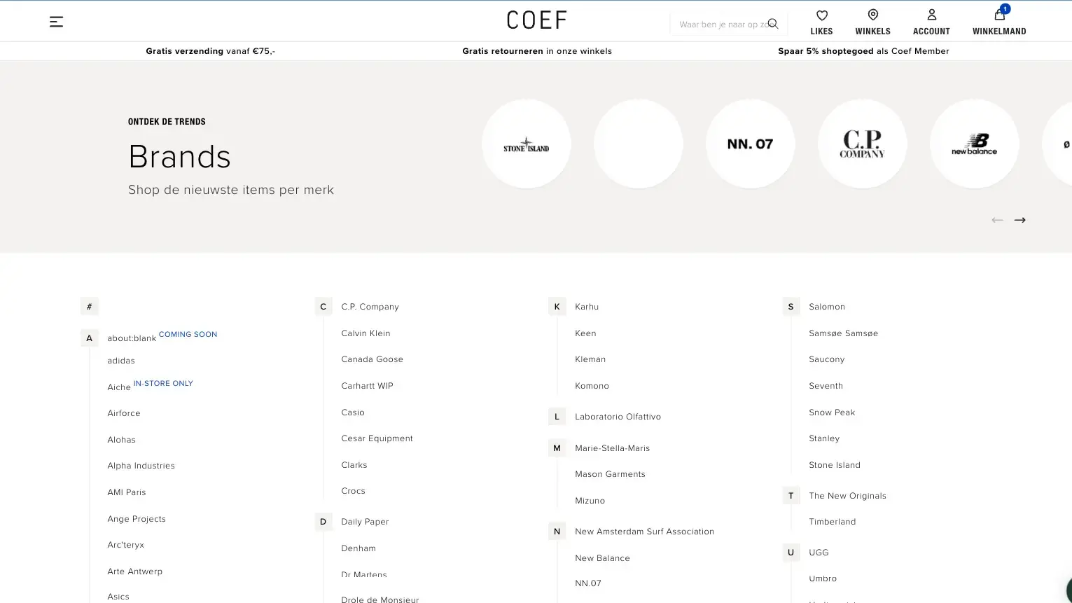 Coef brands pagina