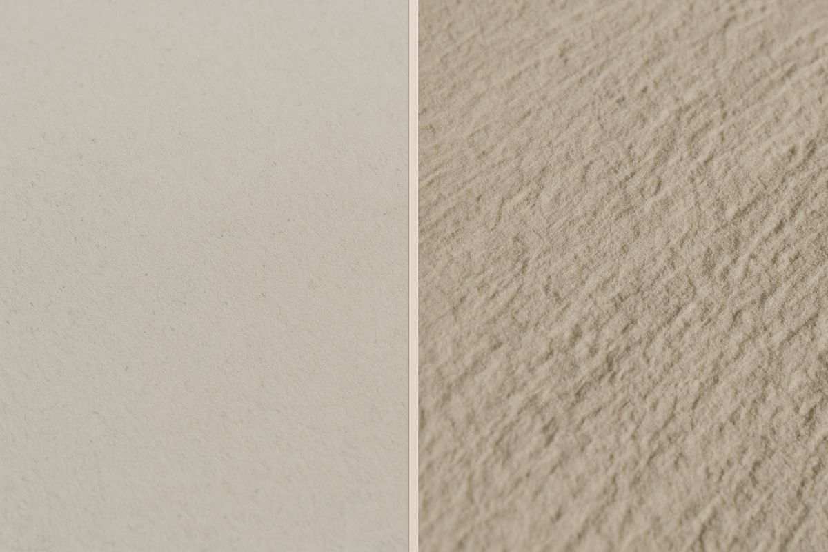 A stone surface shown under diffuse and directional light side by side