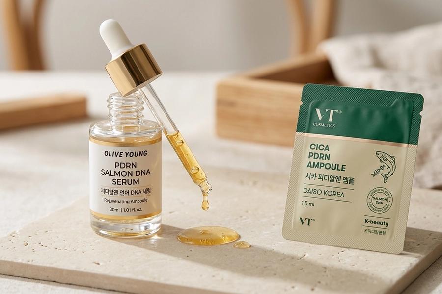 PDRN Skincare Showdown: Olive Young Flagships vs Daiso Dupes