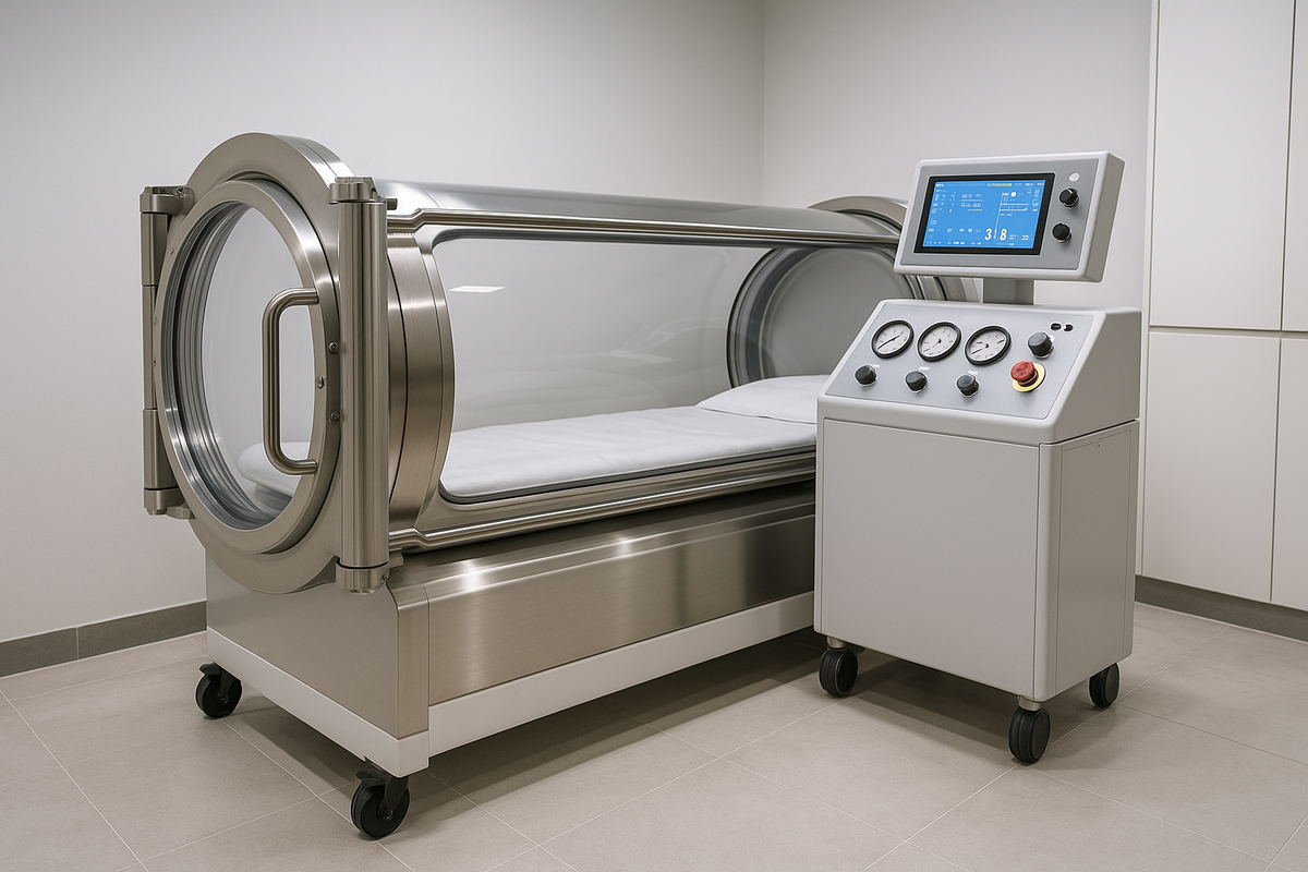 Medical hyperbaric oxygen therapy chamber with digital pressure controls