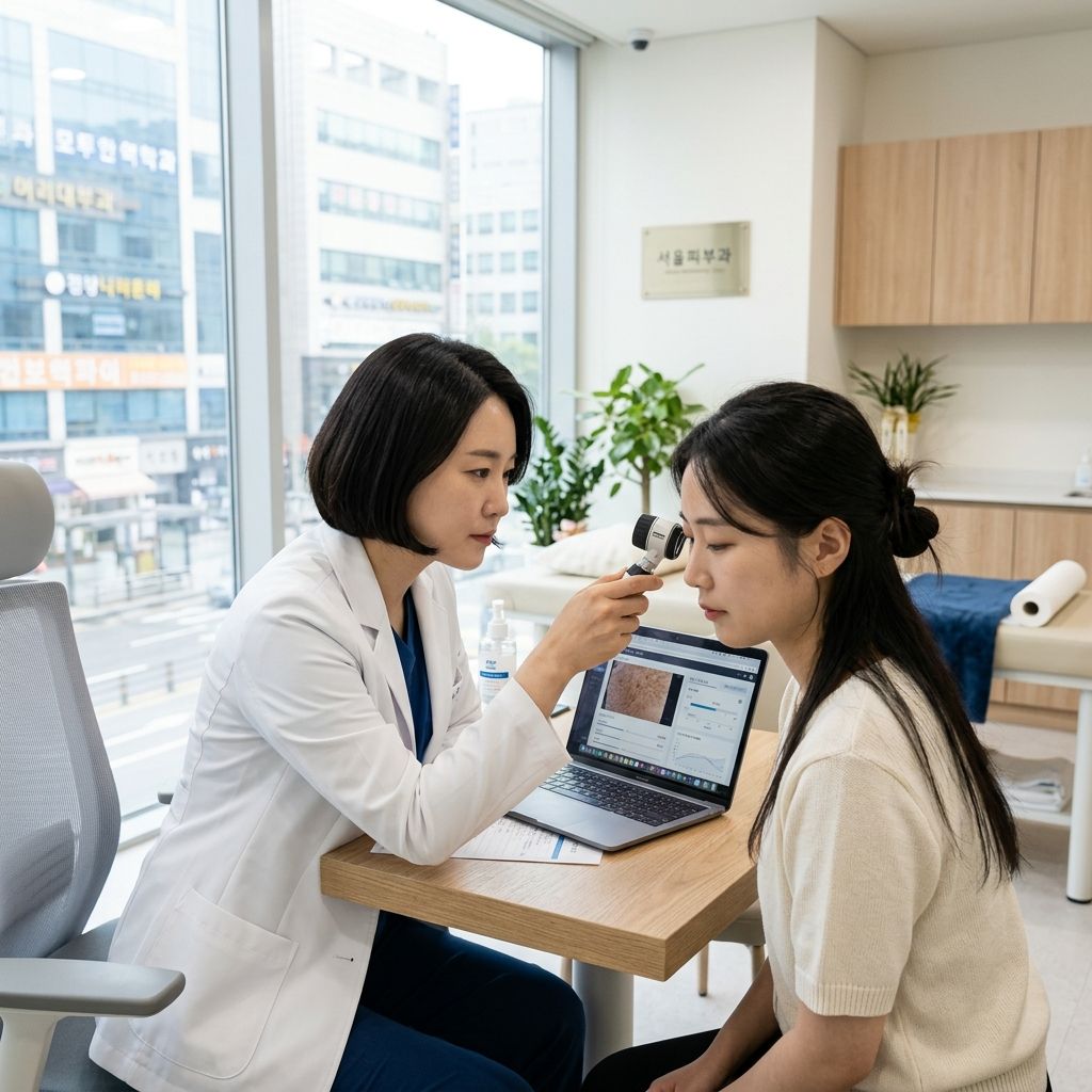 Board-certified dermatologist conducting a 1:1 consultation with skin analysis