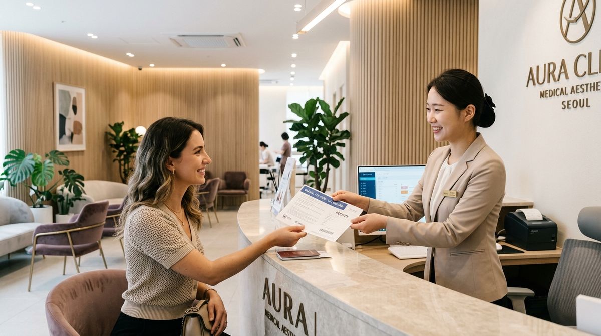 Official Medical VAT tax refund voucher and clinic receipt in Seoul