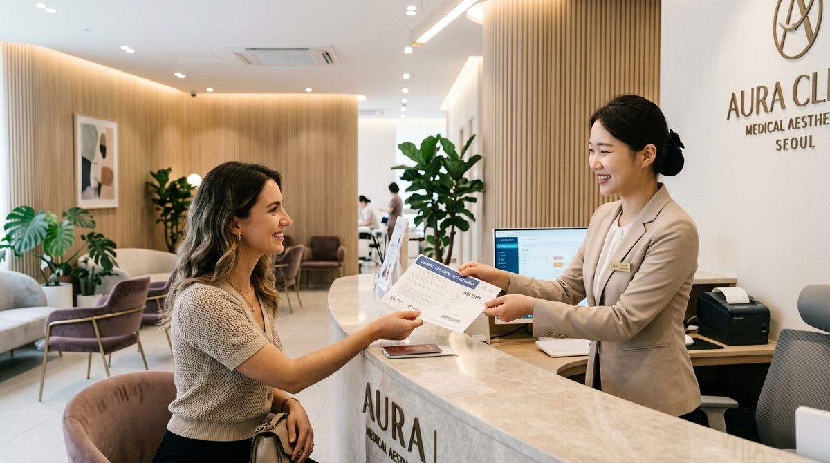 Official Medical VAT tax refund voucher and clinic receipt in Seoul