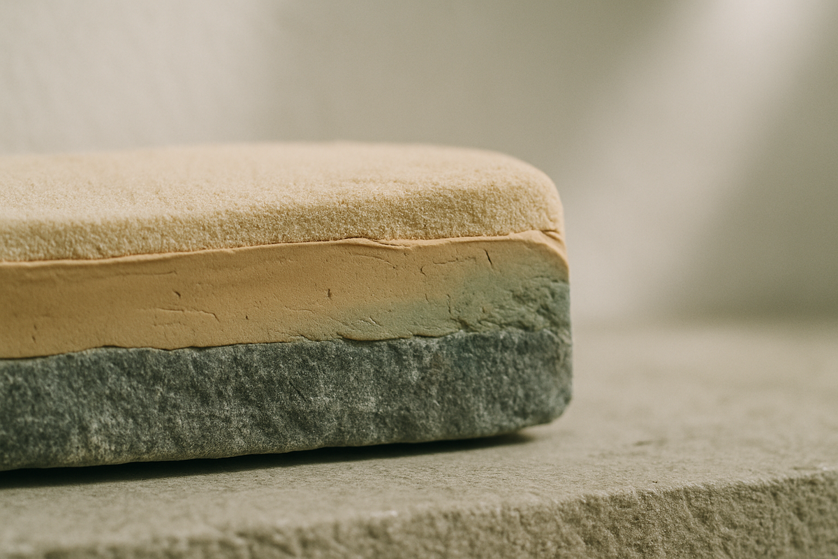 Layered bands of sand, clay and mineral seen from the side