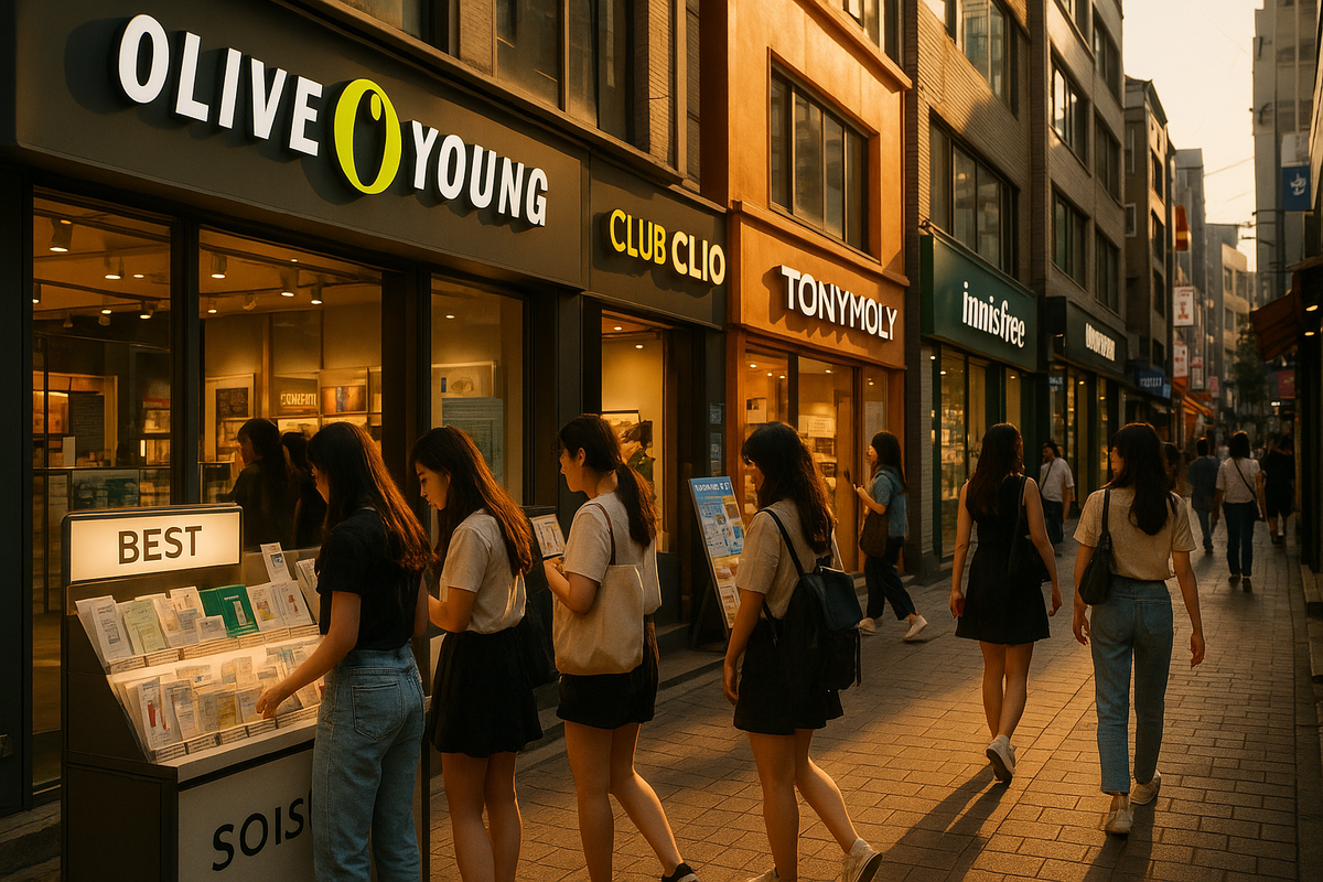 Hongdae beauty shopping street in Seoul