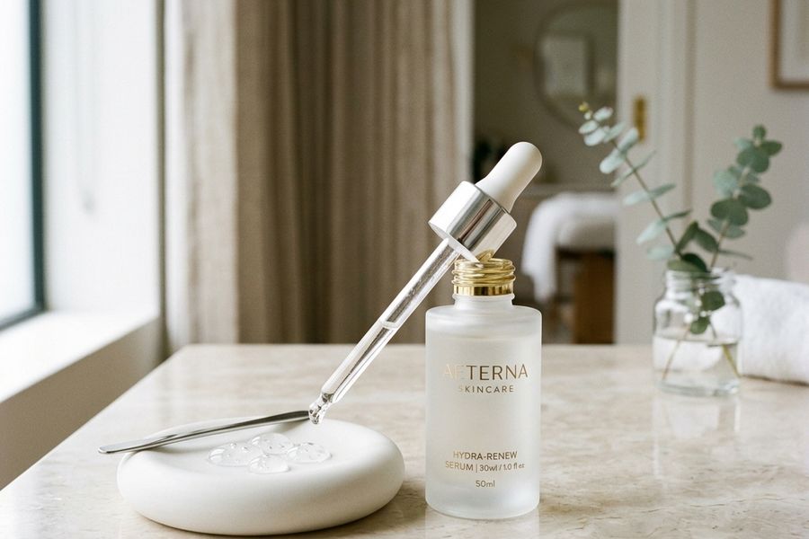 Laplace Clinic luxury skincare serum and clinical pore solution still life
