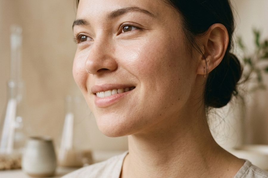 Clean radiant skin expressing health and natural barrier care