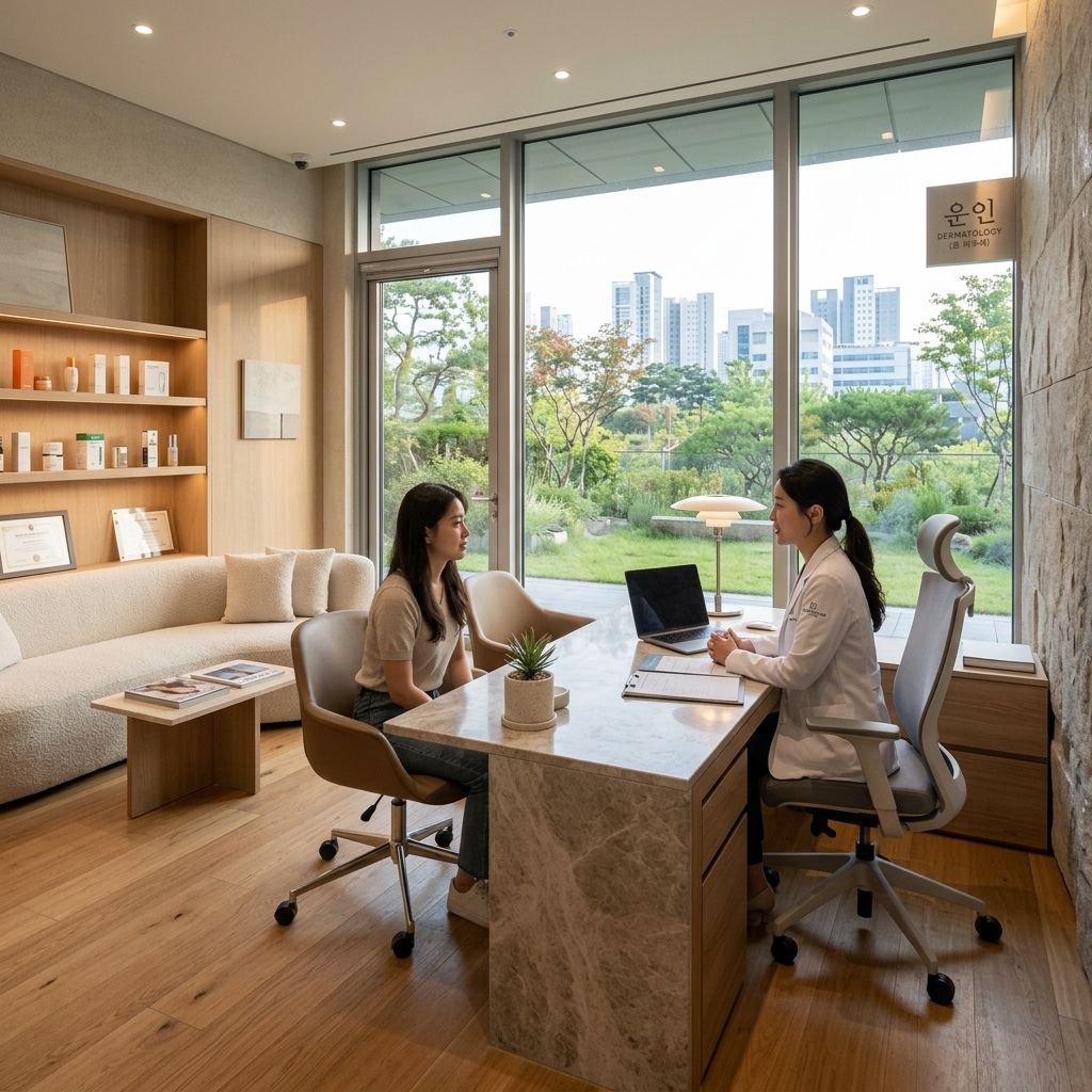 Tranquil private dermatology consultation office in Seoul