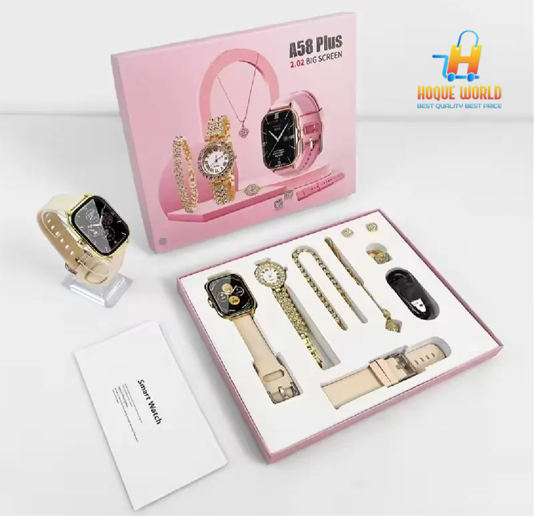 A58 SmartWatch & Jewellery Combo – Premium Gift Set