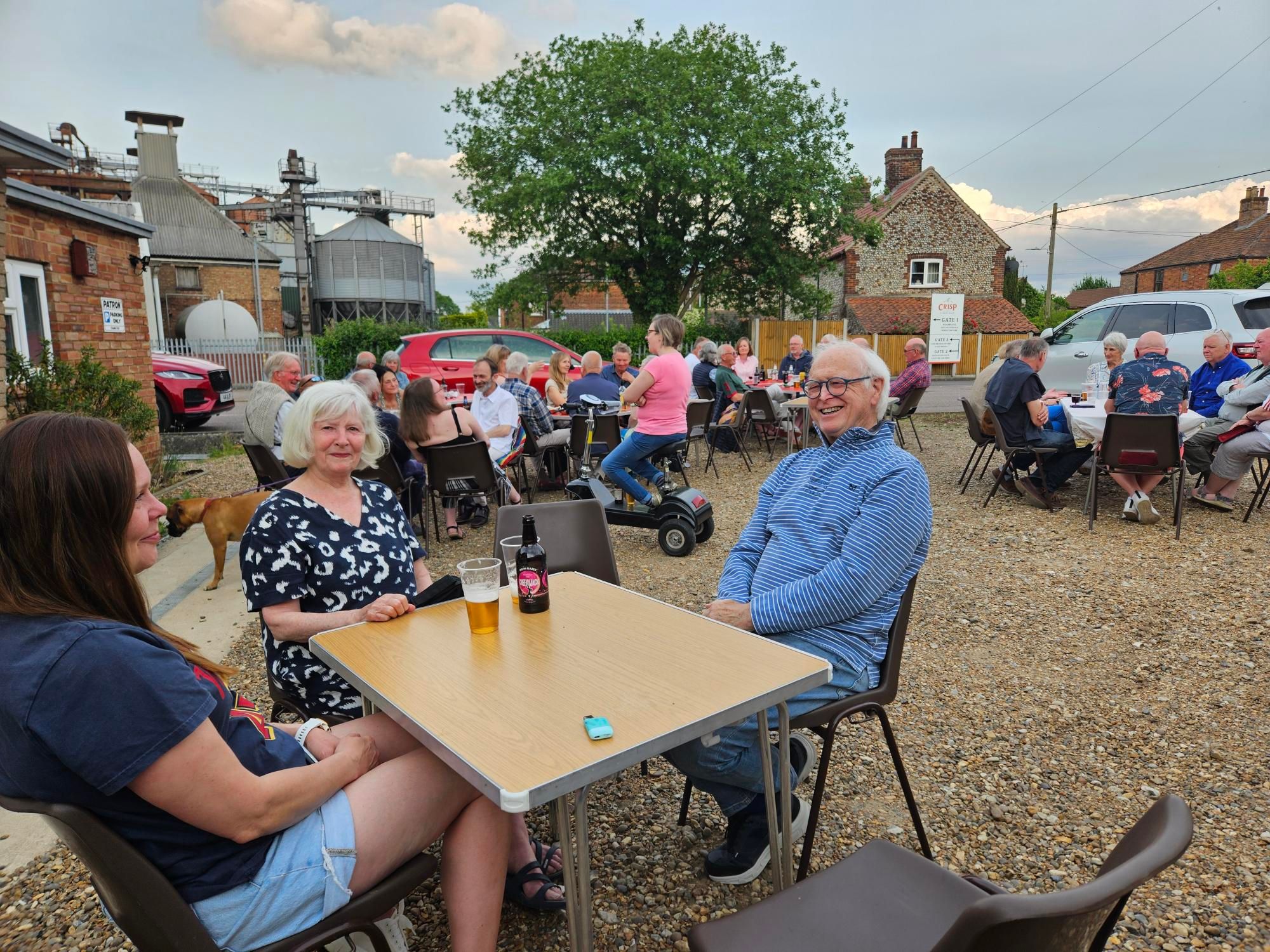 Sitting outside at the Memorial Hall enjoying the evening sun