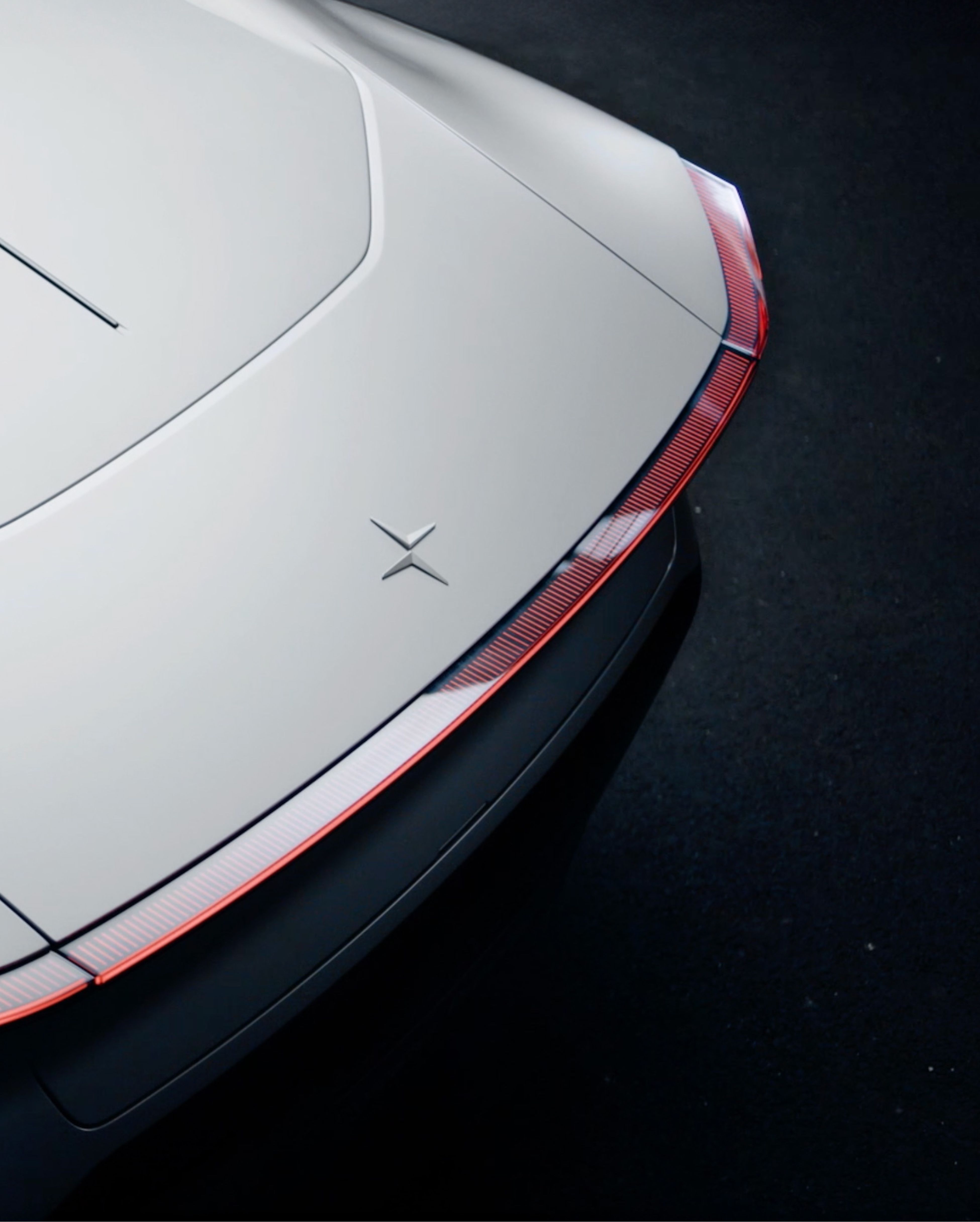 Rear view of the Polestar 2 electic vehicle.