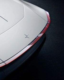 Rear view of the Polestar 2 electic vehicle.