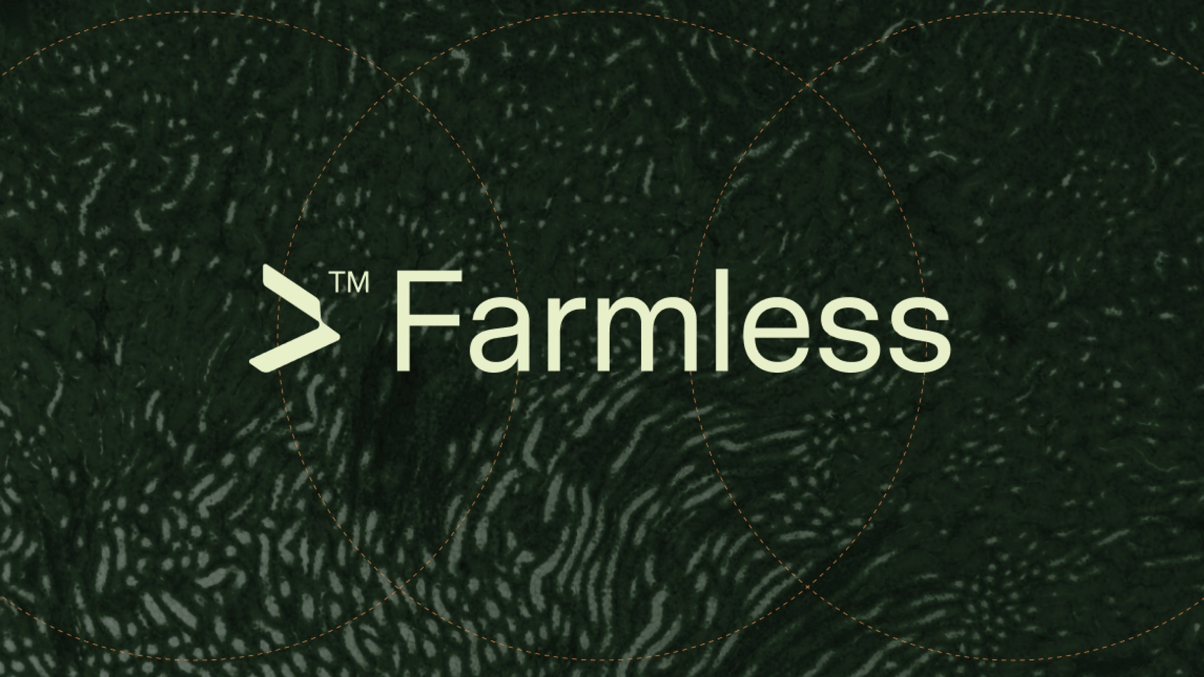 Farmless logo on a branded green background.