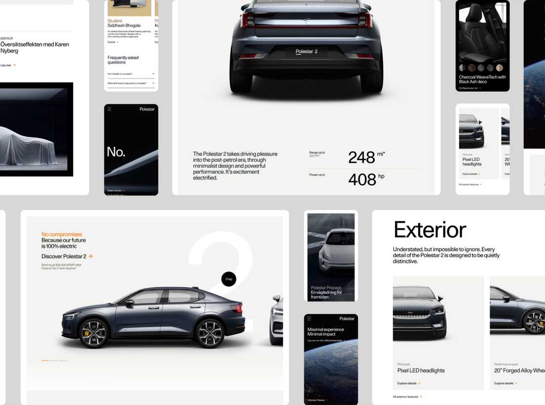 The design system of Polestar. Consisting of brand color palette, typography and imagery.