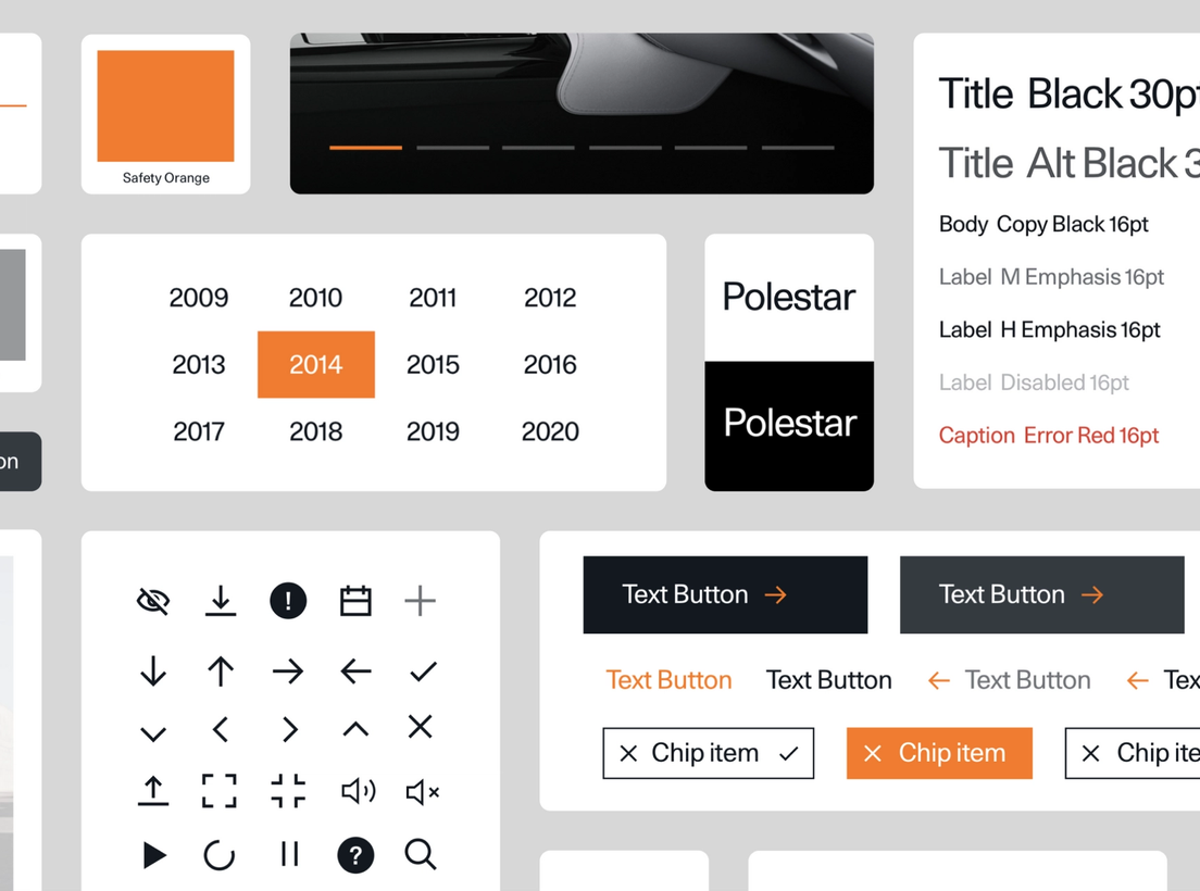 The design system of Polestar. Consisting of brand color palette, typography and imagery.