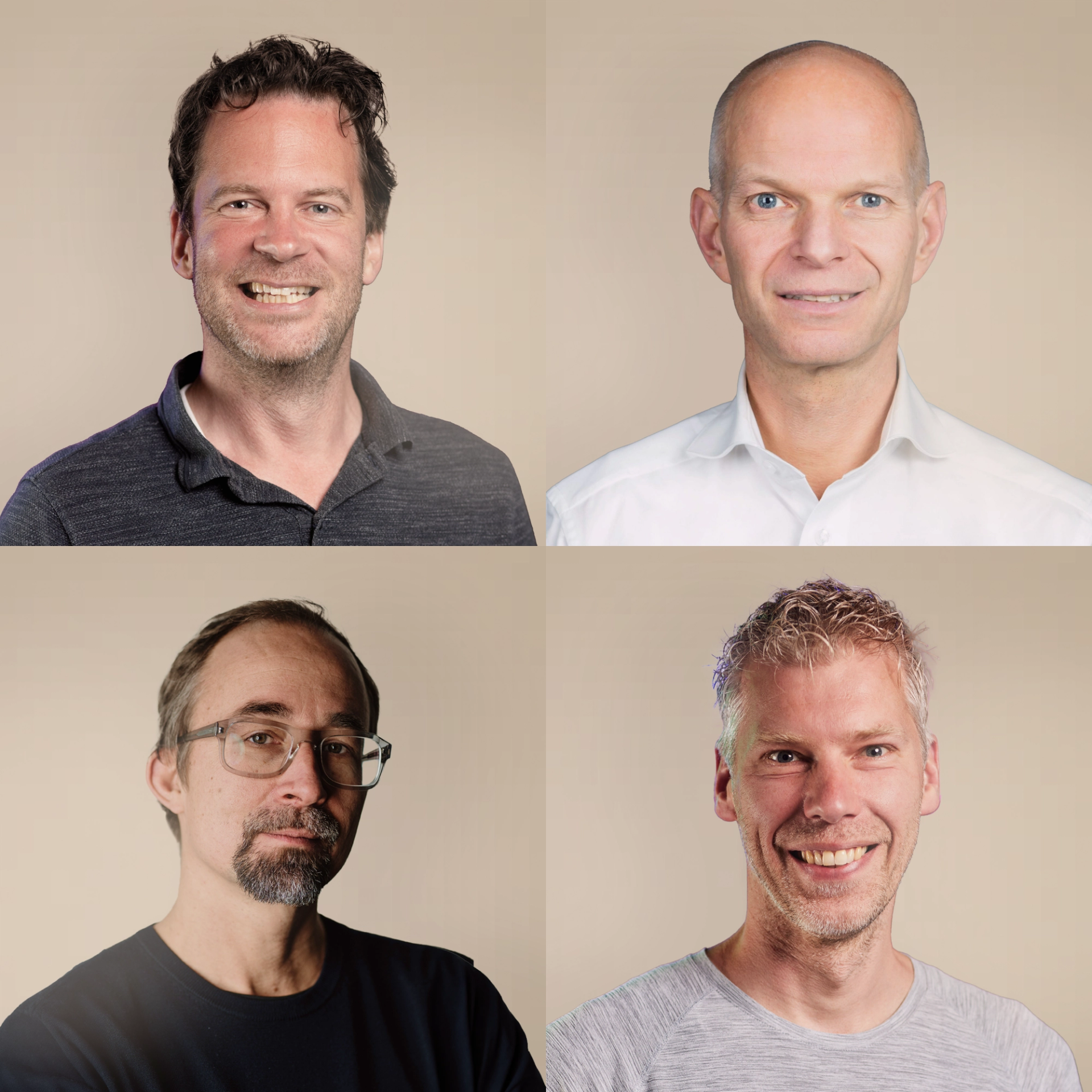 Portrait images of Rikkert van Bergen, Marco van Veen, David Vogel, and Pieter Dubelaar.